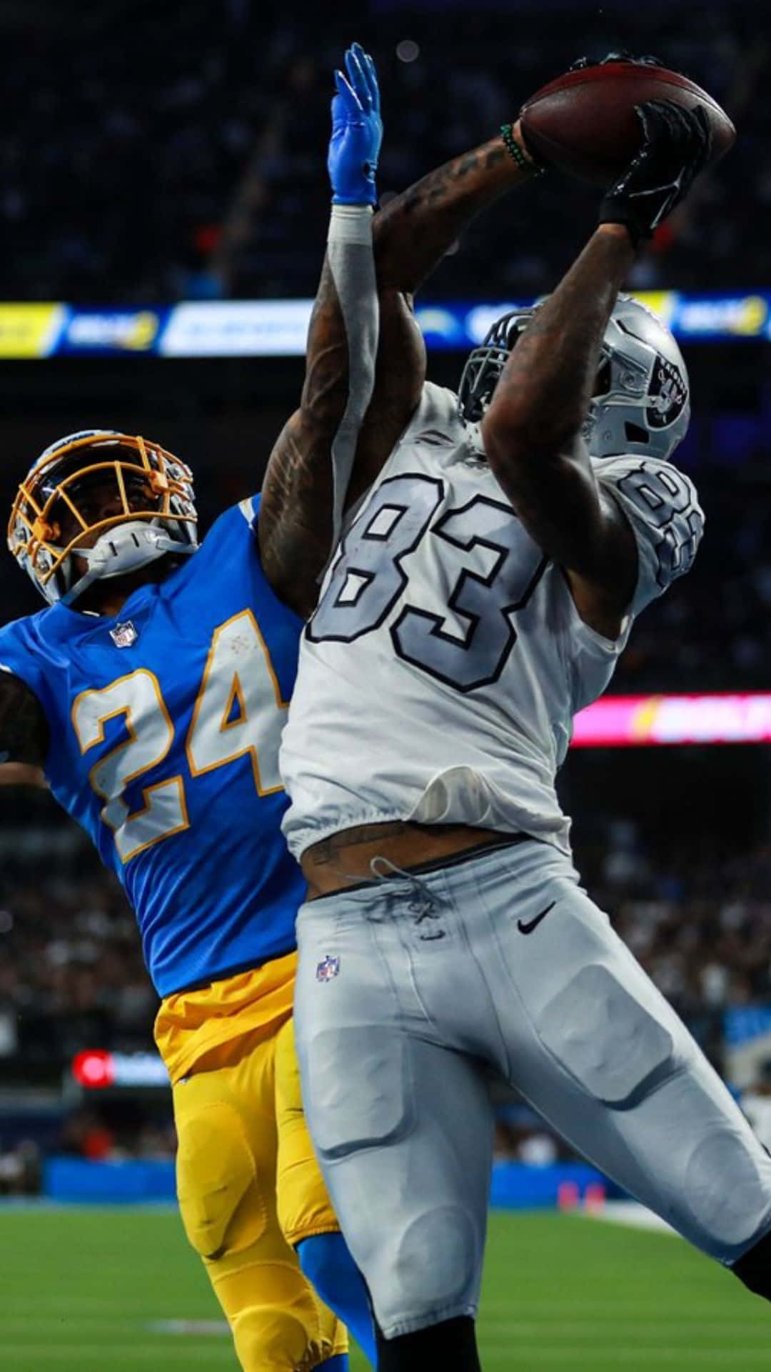 Darren Waller, white, blue, Full HD Phone Wallpaper