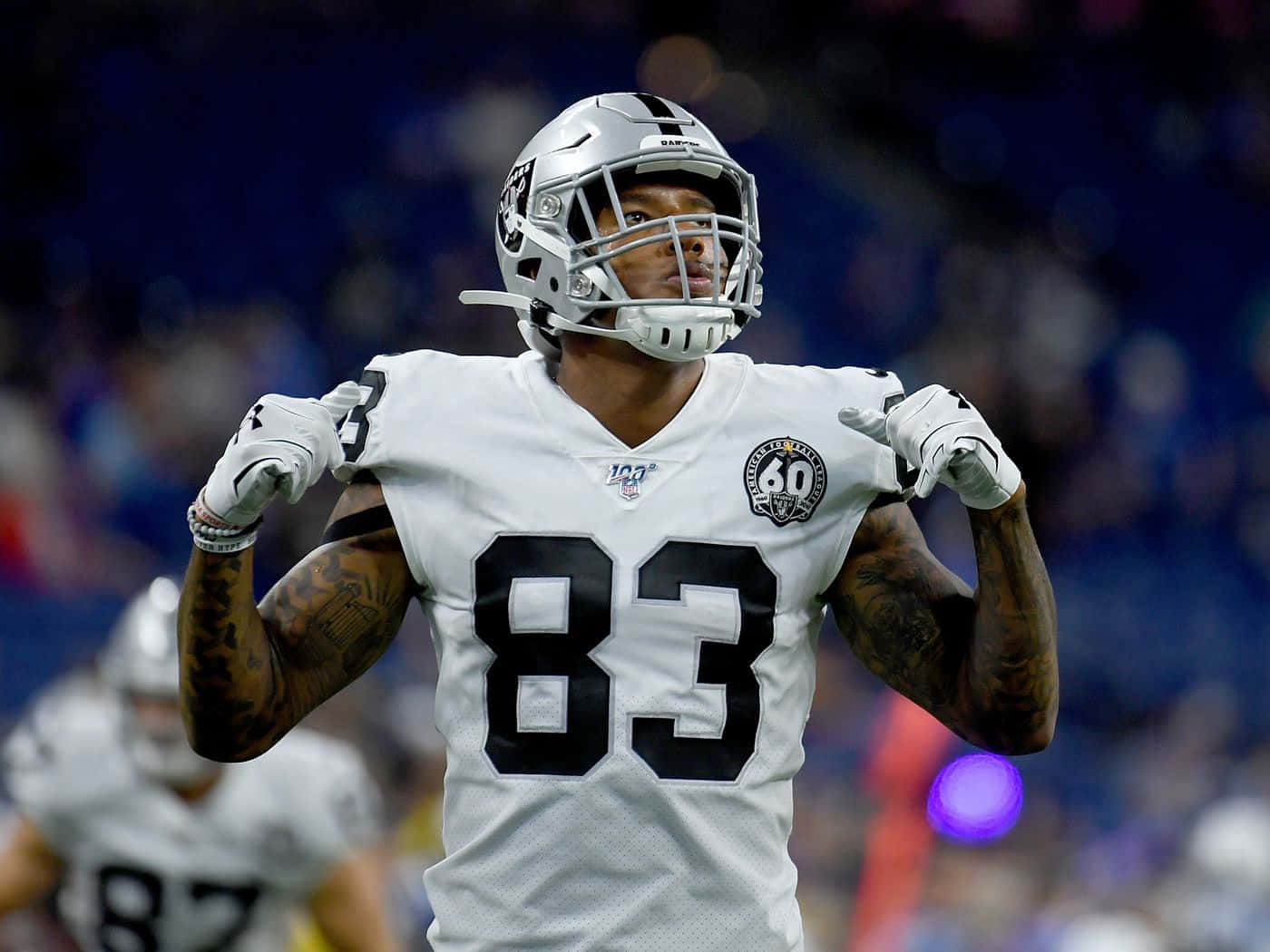 Darren Waller, number 83, white jersey, HD Desktop Wallpaper