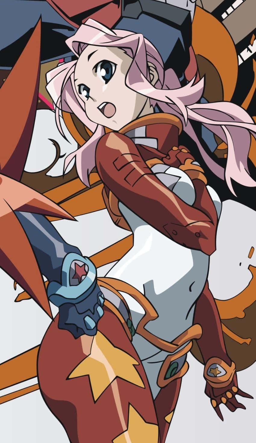 Darry Adai, pink hair, red armor, HD Phone Wallpaper