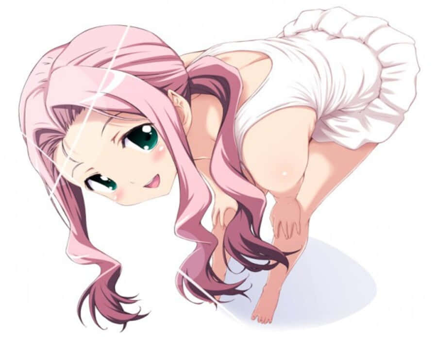 Darry Adai, pink hair, green eyes, SD Desktop Wallpaper