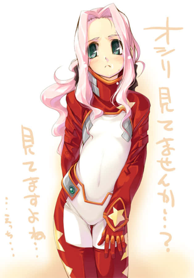 Darry Adai, pink-haired anime girl, red and white star-adorned outfit, SD Phone Wallpaper