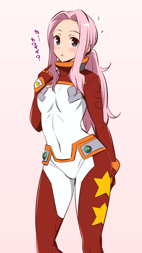Darry Adai, pink hair, red white outfit, SD Phone Wallpaper