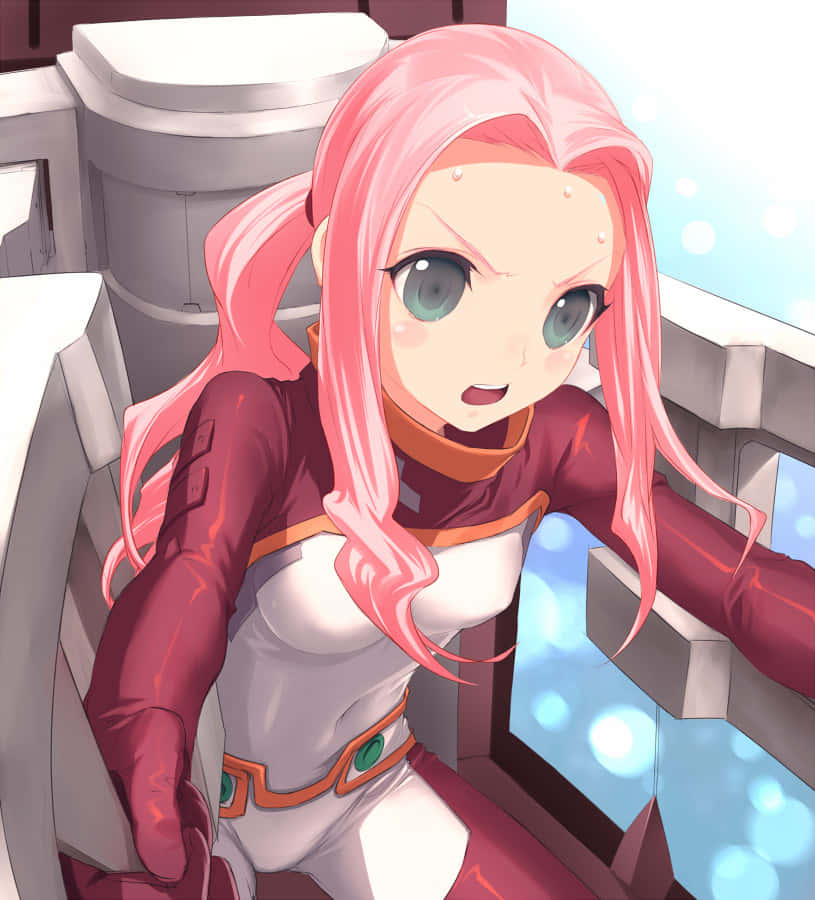 Darry Adai, pink hair, green eyes, SD Phone Wallpaper