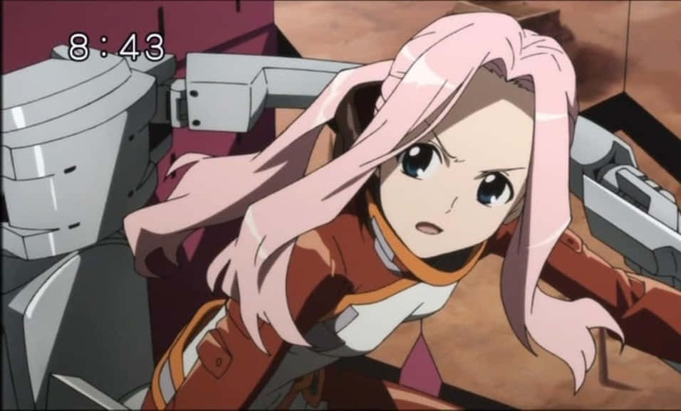 Darry Adai, pink-haired anime girl, orange gear, SD Desktop Wallpaper