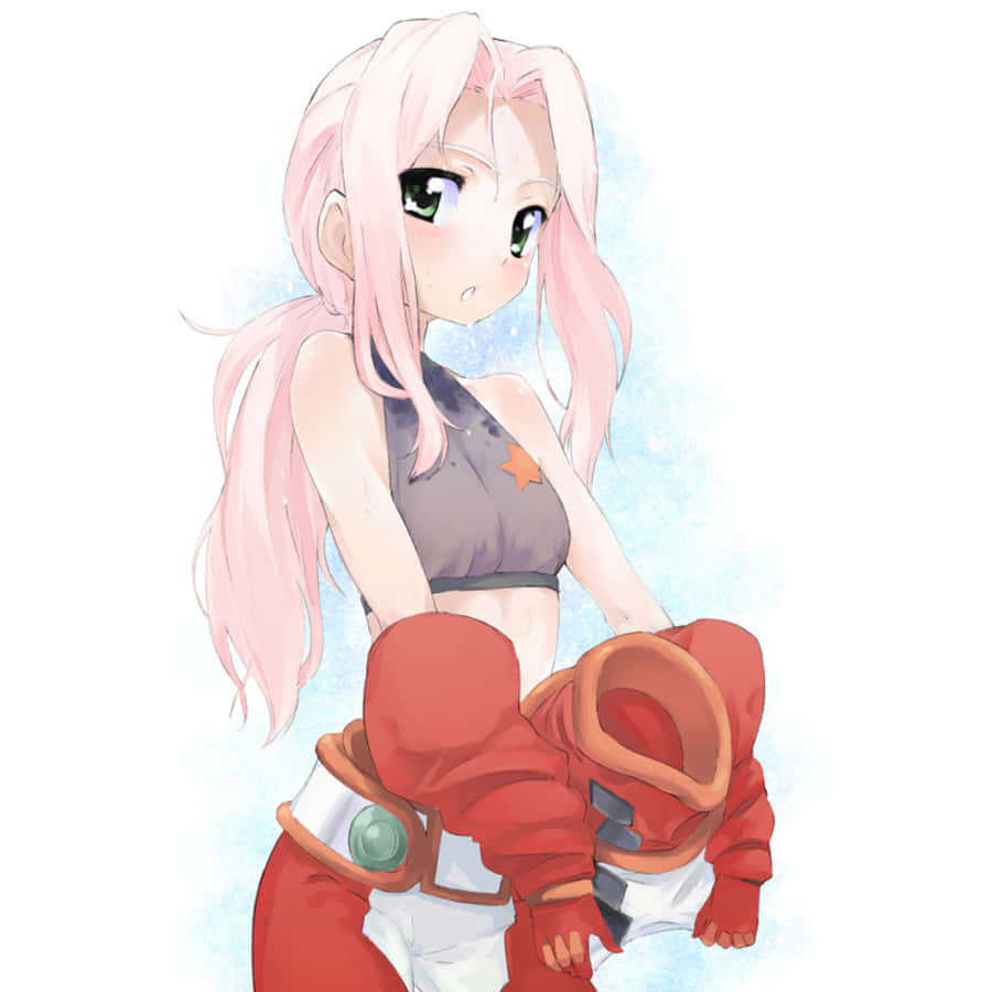 Darry Adai, pink-haired anime girl, green eyes, SD Desktop Wallpaper
