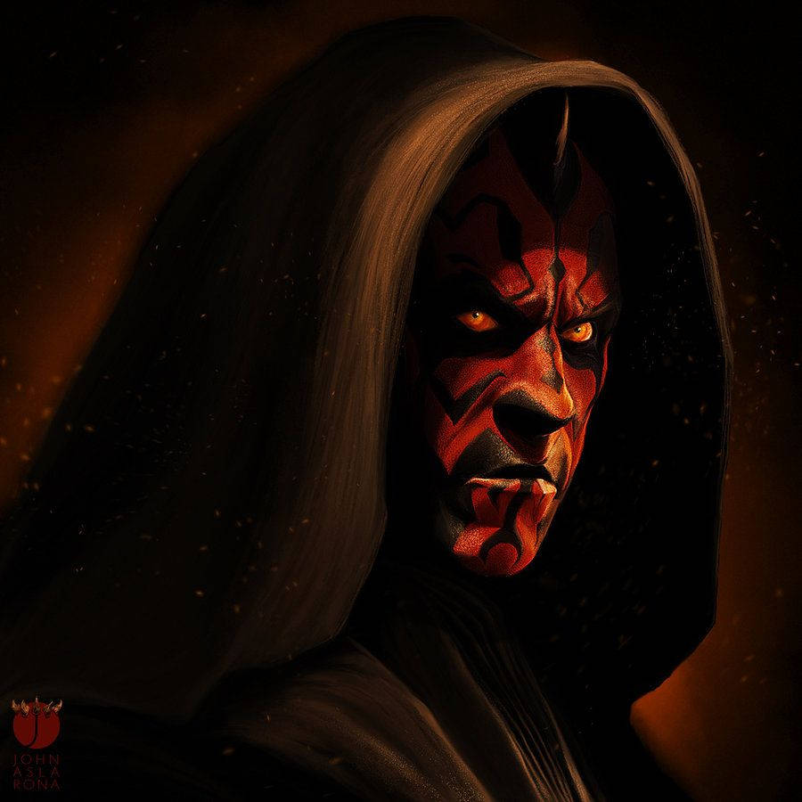 Darth Maul, red-skinned, glowing yellow eyes, SD Desktop Wallpaper