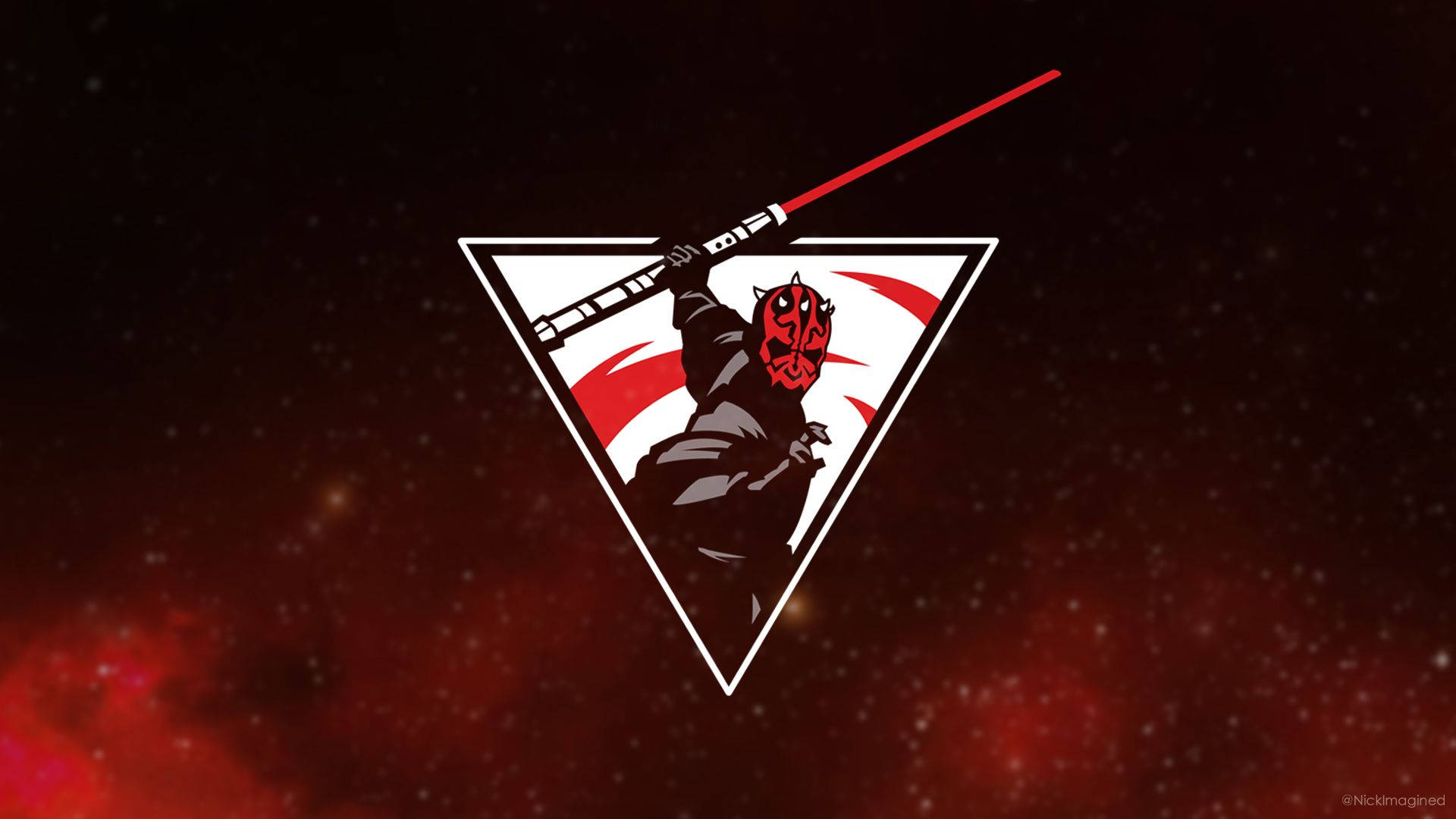 Darth Maul, red lightsaber, white triangle, Full HD Desktop Wallpaper