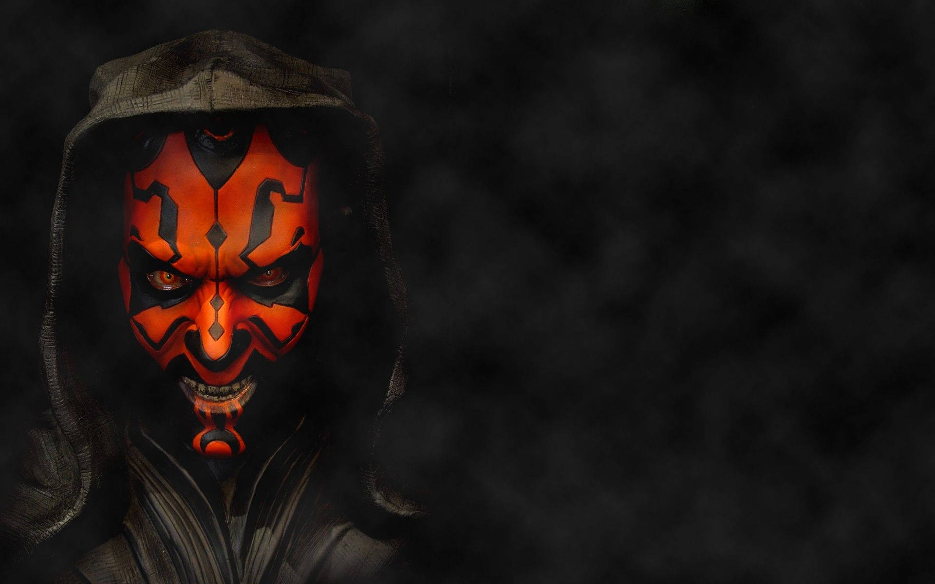 Darth Maul, glowing orange eyes, red-black facial markings, Full HD Desktop Wallpaper