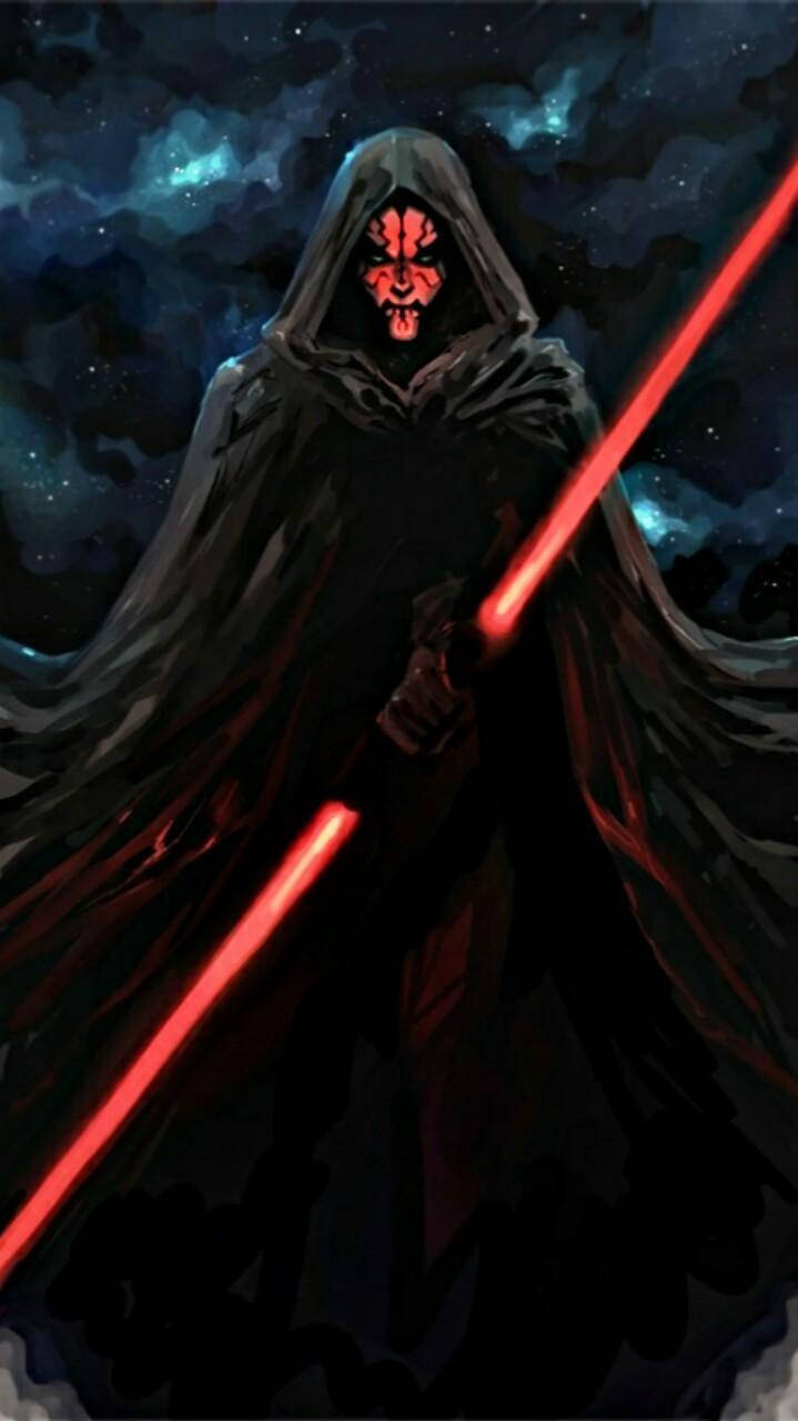 Darth Maul, red skin, glowing eyes, SD Phone Wallpaper
