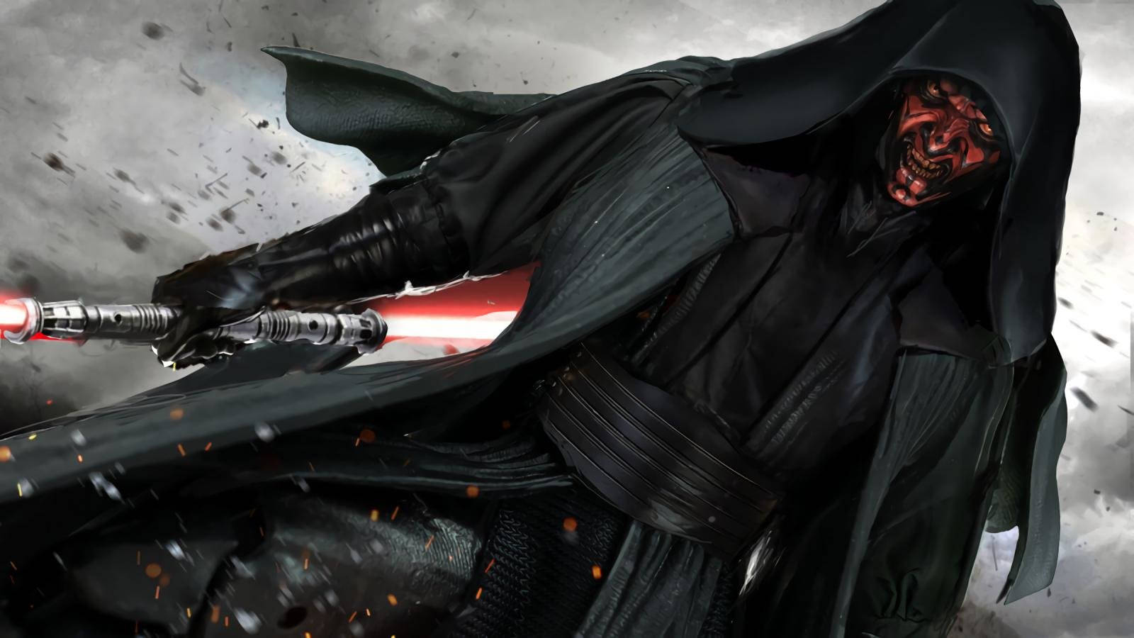 Darth Maul, black robes, red lightsaber, HD Desktop Wallpaper