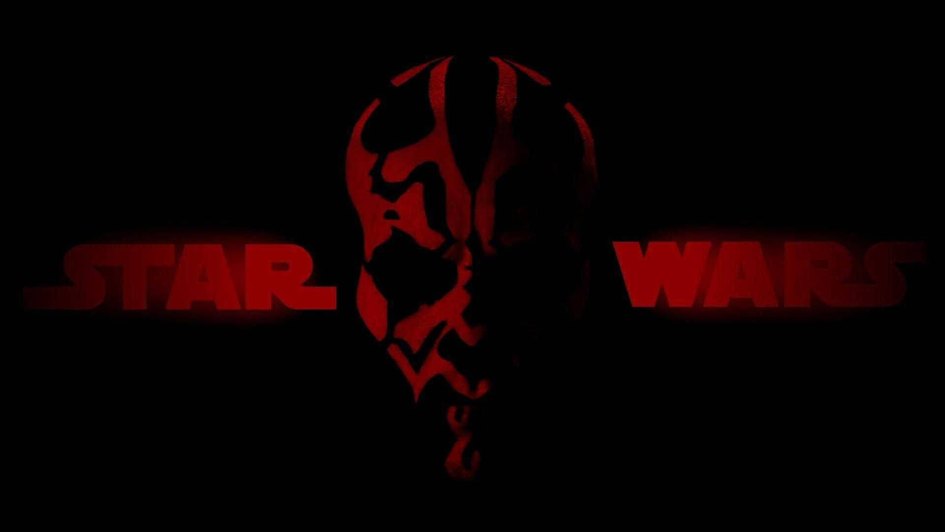 Darth Maul, red Sith Lord, glowing red Star Wars text, Full HD Desktop Wallpaper