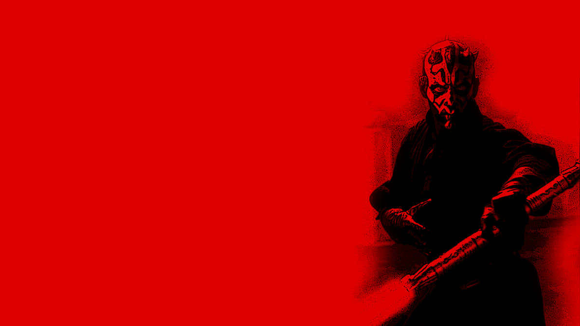 Darth Maul, double-bladed lightsaber, red background, SD Desktop Wallpaper