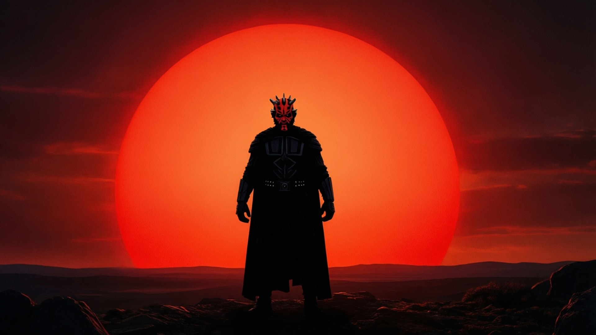 Darth Maul, Sunset, Silhouette, Full HD Desktop Wallpaper