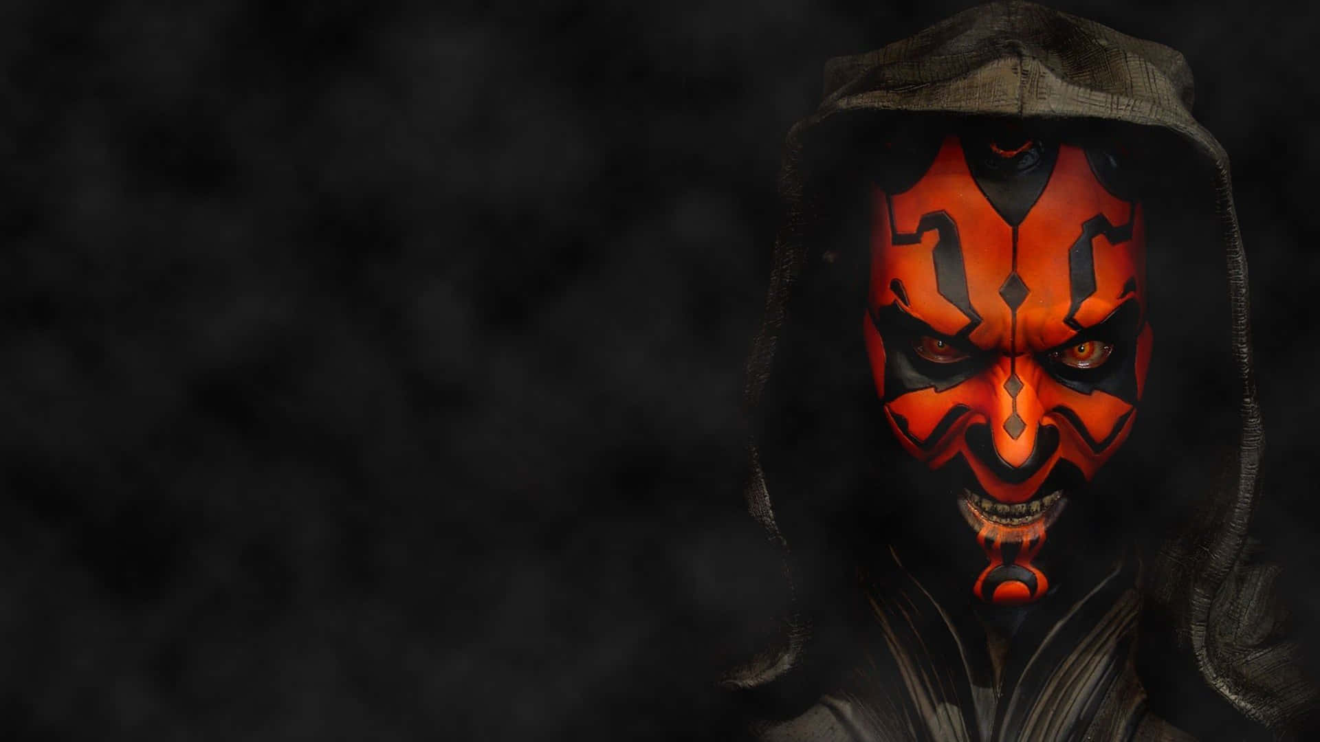 Darth Maul, glowing orange eyes, intricate red face paint, Full HD Desktop Wallpaper