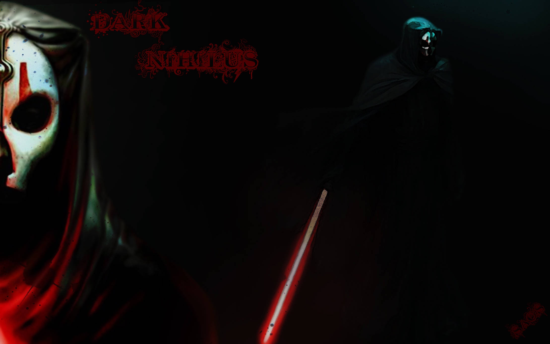 Darth Nihilus, half mask, glowing red sword, Full HD Desktop Wallpaper