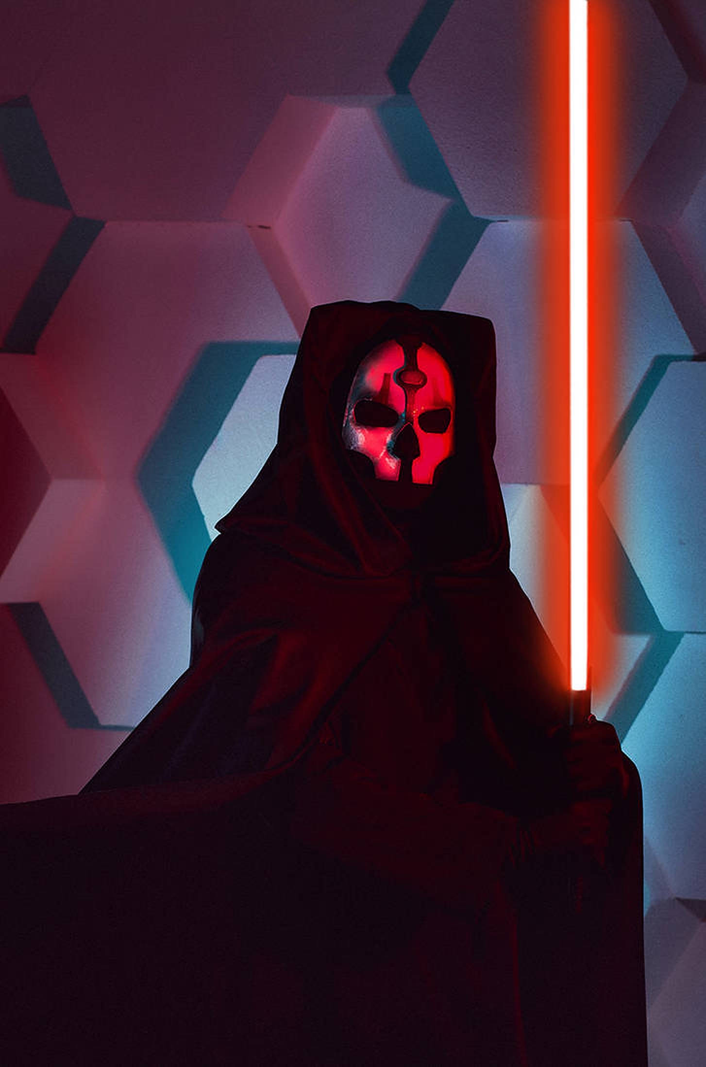 Darth Nihilus, red lightsaber, glowing red skull mask, Full HD Phone Wallpaper