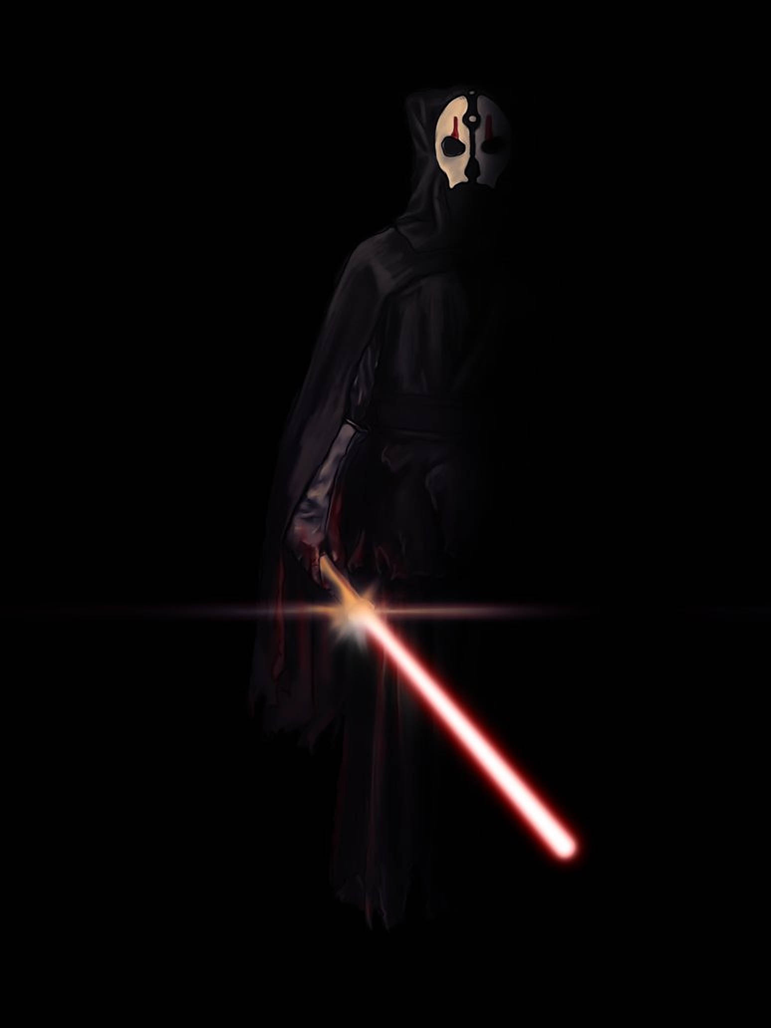 Darth Nihilus, red lightsaber, white mask, Full HD Phone Wallpaper