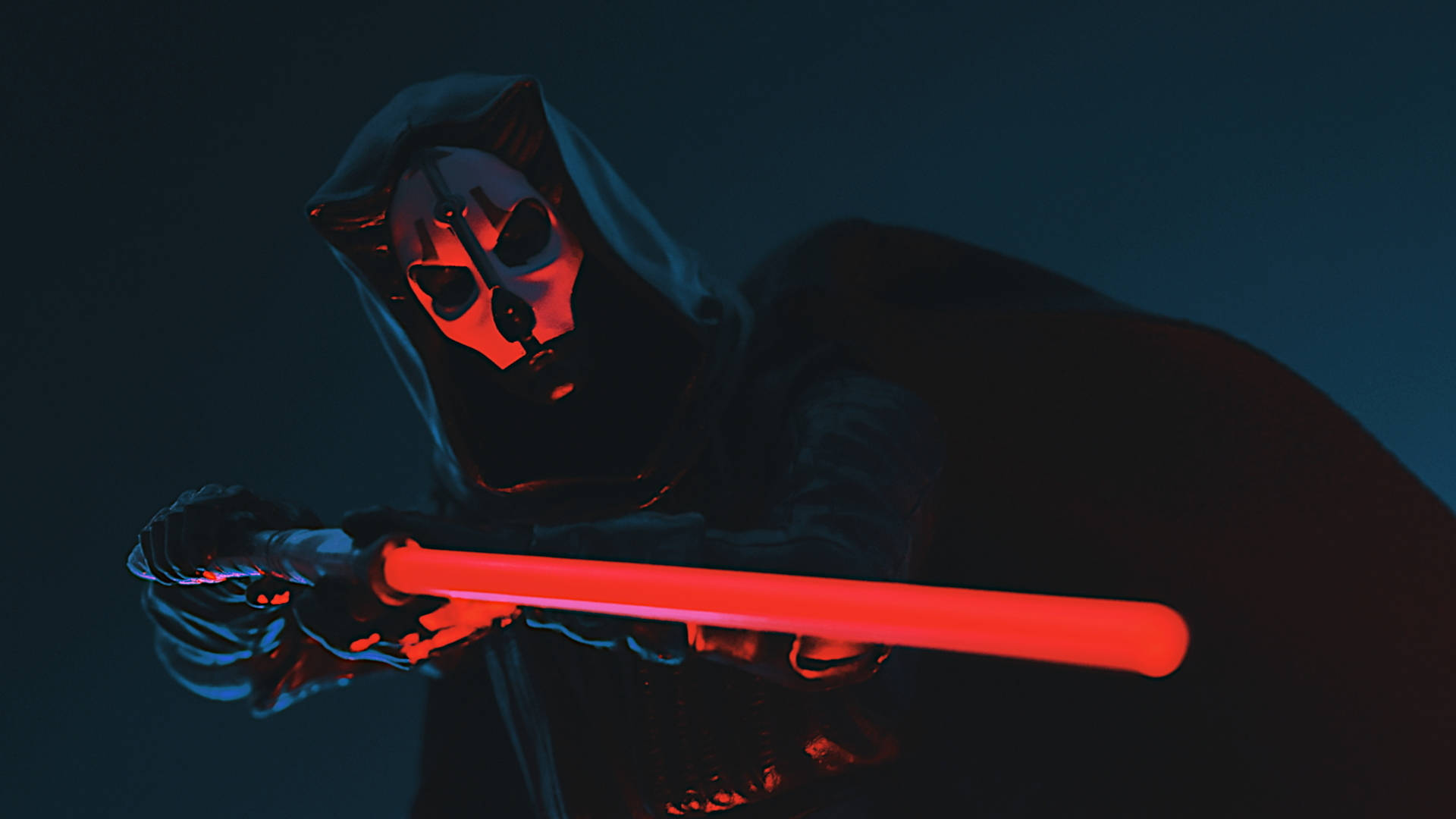Darth Nihilus, skull mask, glowing red lightsaber, Full HD Desktop Wallpaper