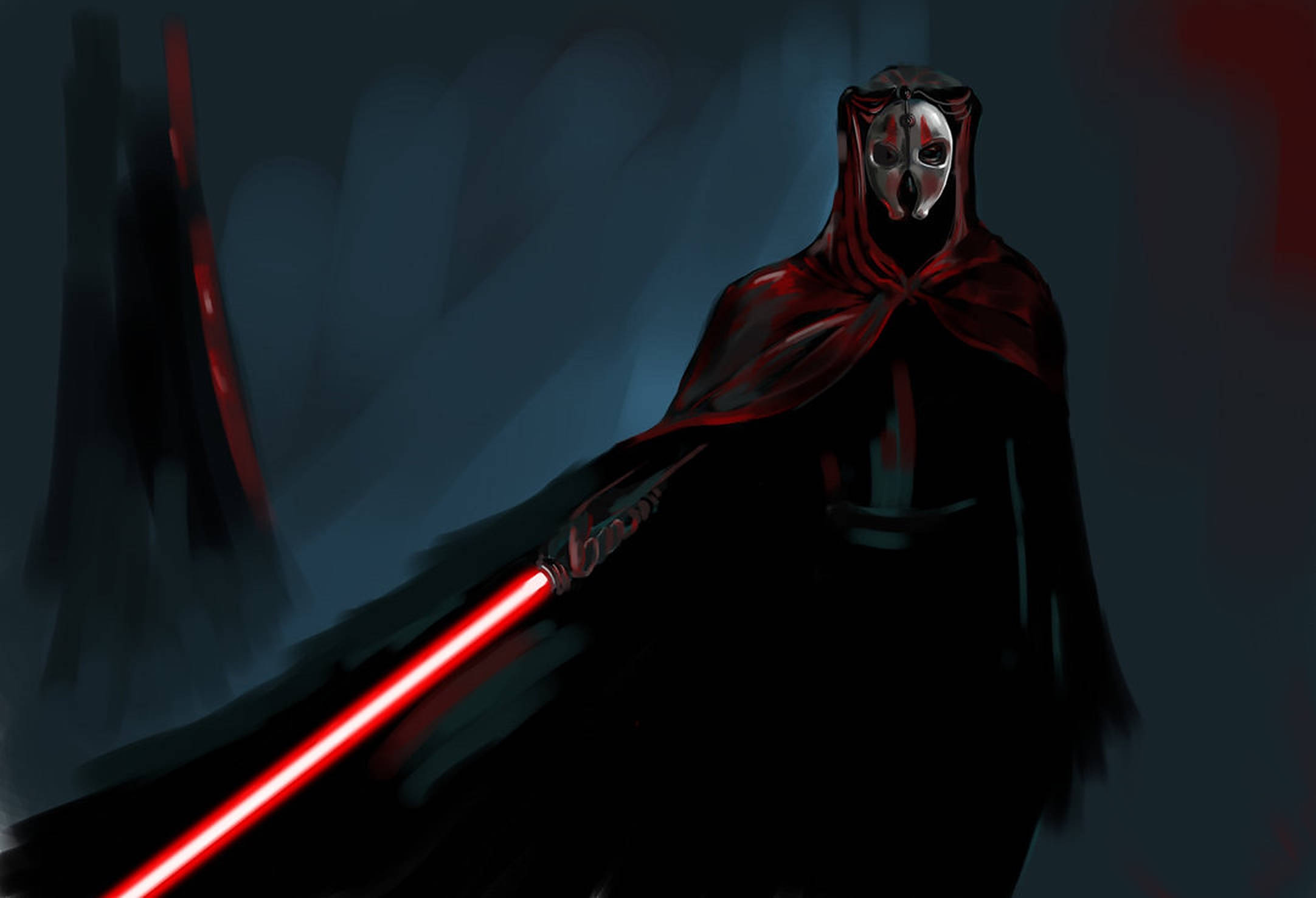 Darth Nihilus, red cloak, glowing red lightsaber, Full HD Desktop Wallpaper