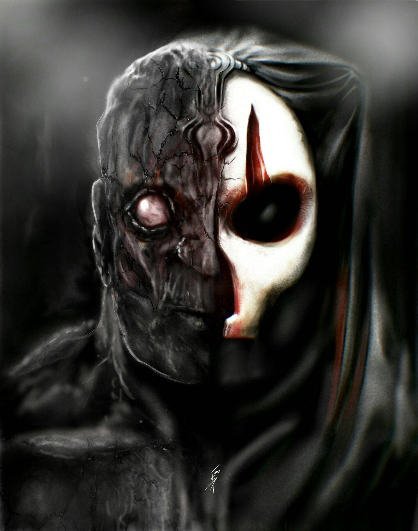 Darth Nihilus, creepy mask, hooded figure, HD Phone Wallpaper