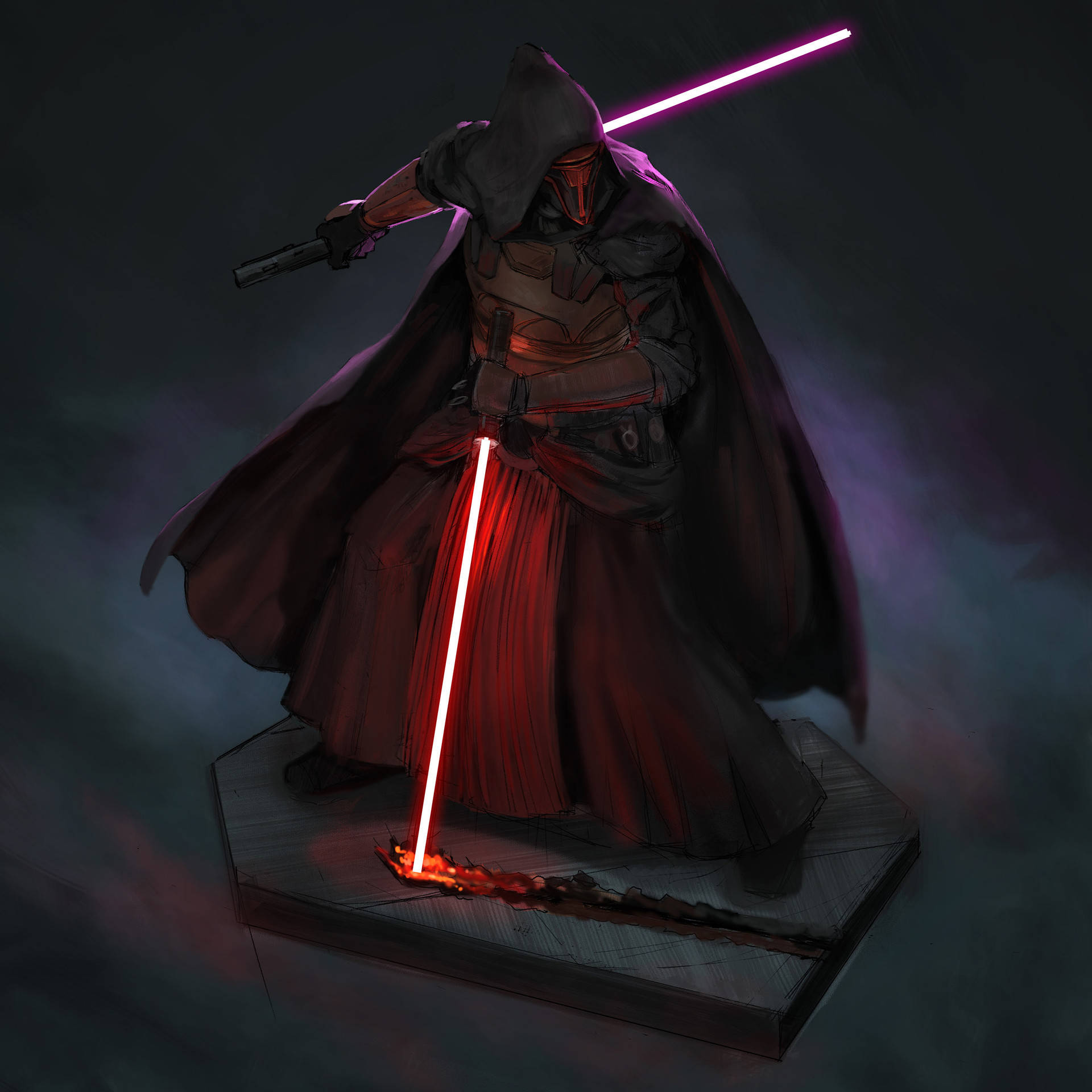 Darth Revan, hooded warrior, dark robes, Full HD Desktop Wallpaper