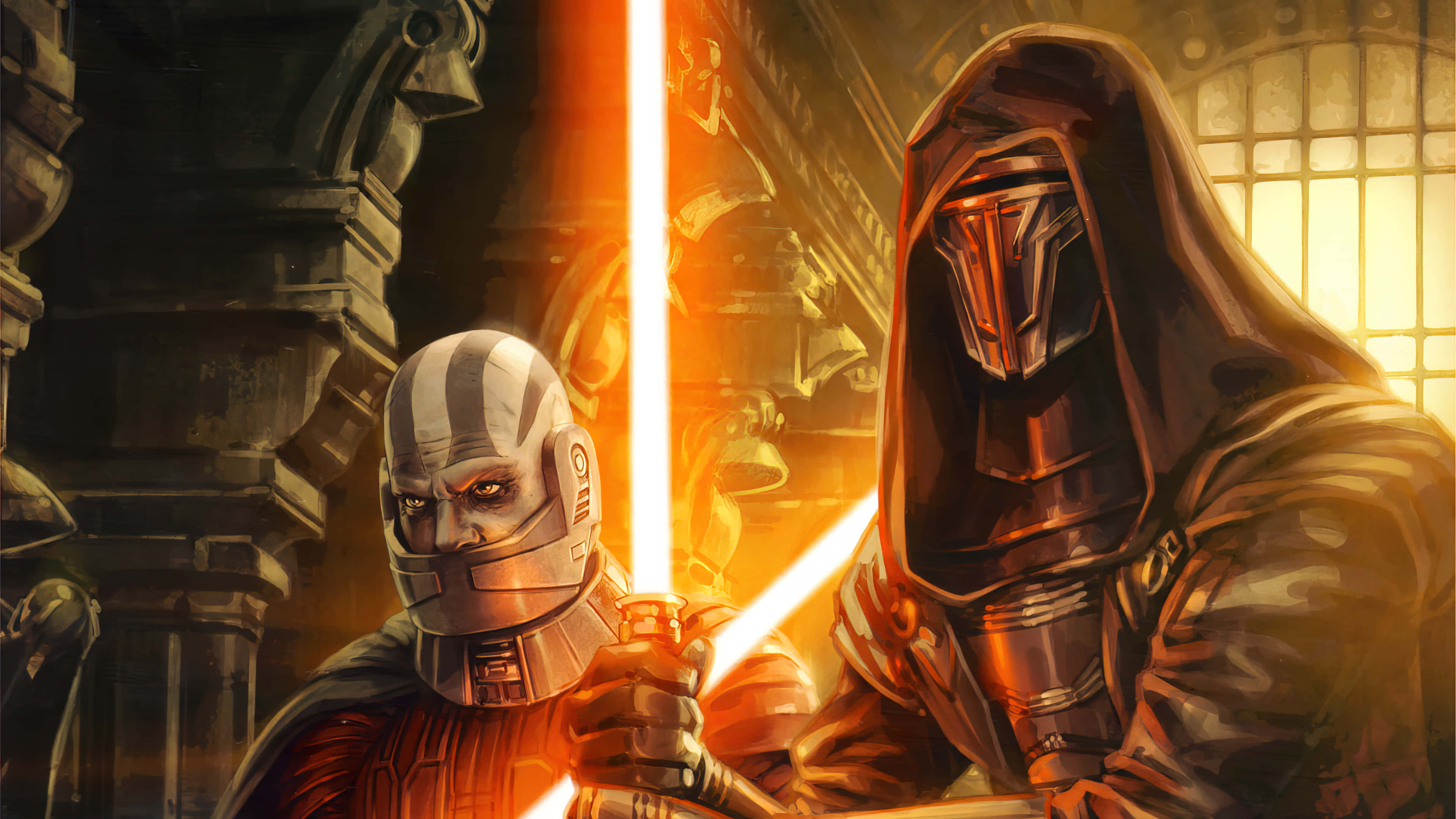 Darth Revan, 4K, orange lightsaber, 4K Desktop Wallpaper