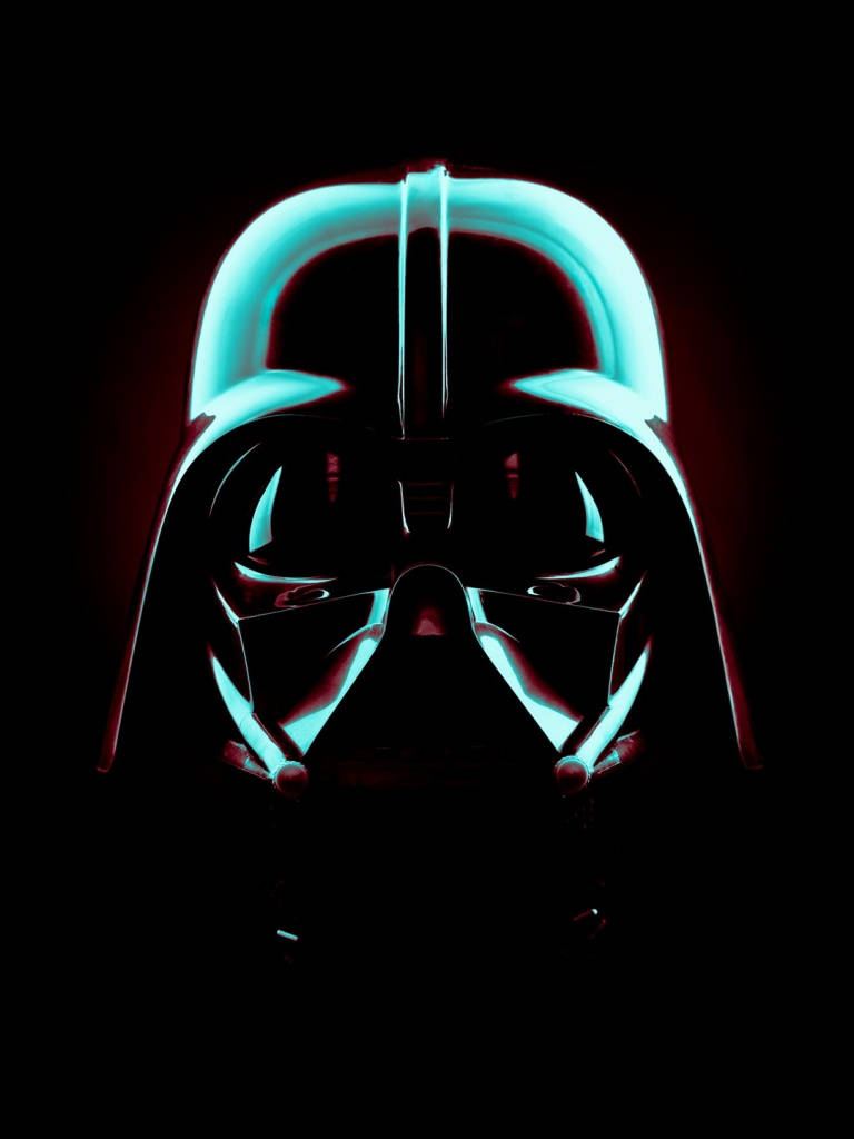 Darth Vader, helmet, cyan neon, SD Phone Wallpaper
