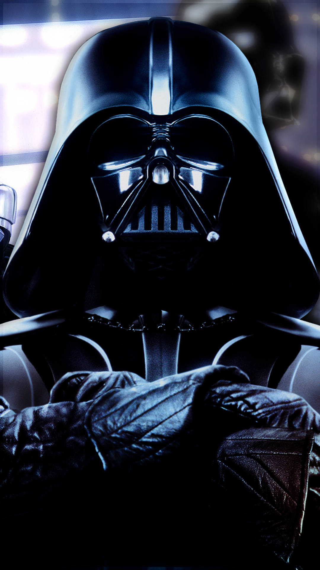 Darth Vader, arms crossed, blue and white lighting, Full HD Phone Wallpaper