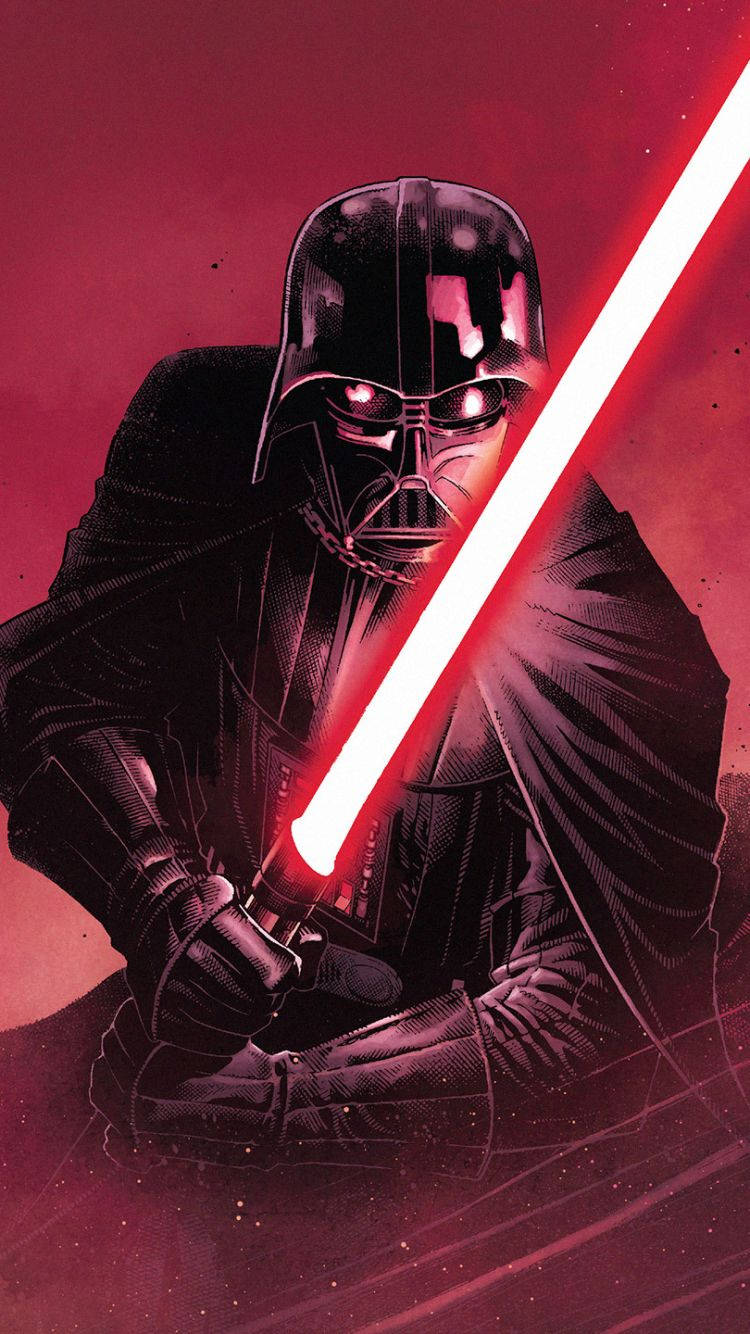 Darth Vader, glowing red lightsaber, black armor, HD Phone Wallpaper