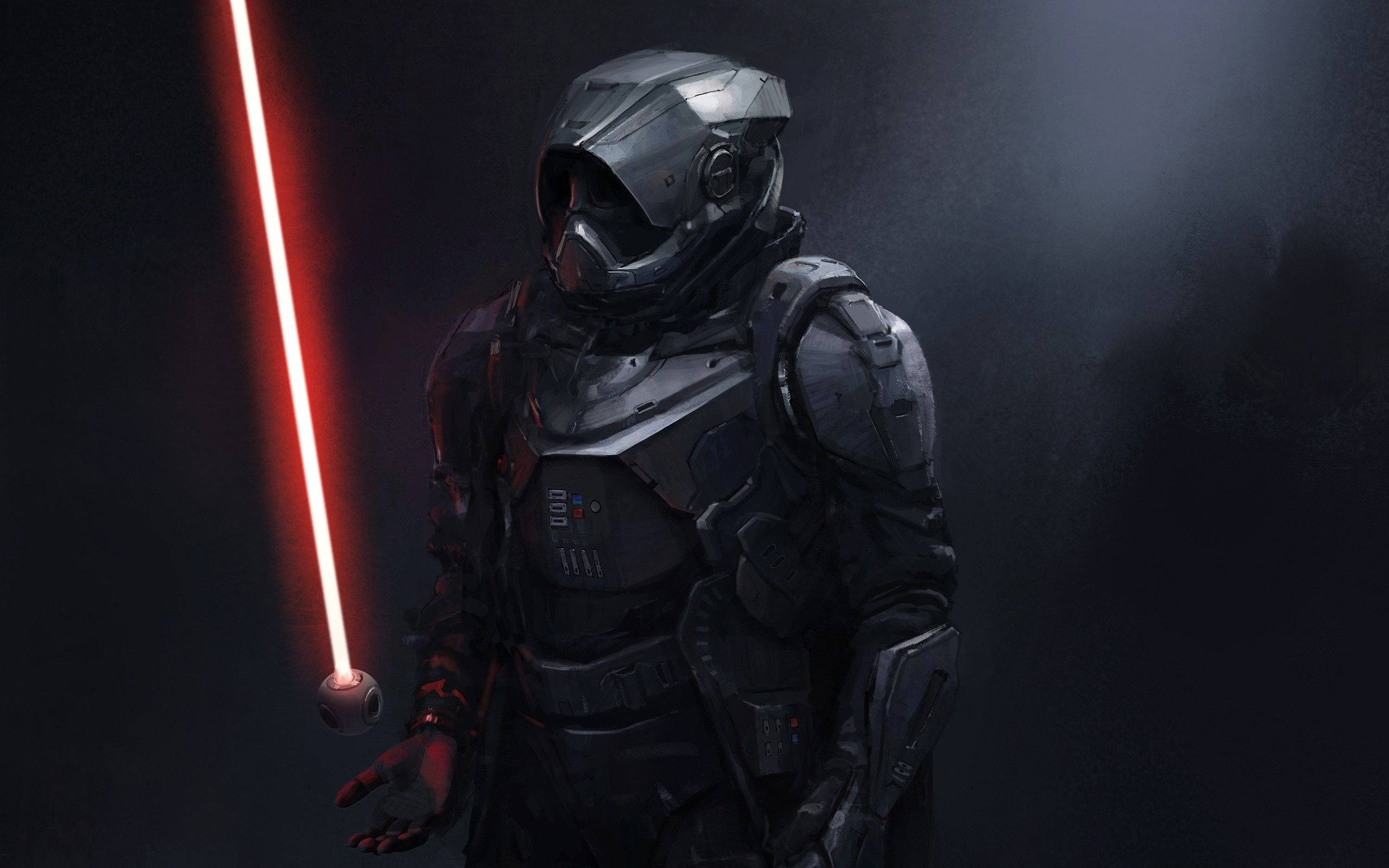 Darth Vader, Mecha Suit, glowing red lightsaber, 2K Desktop Wallpaper