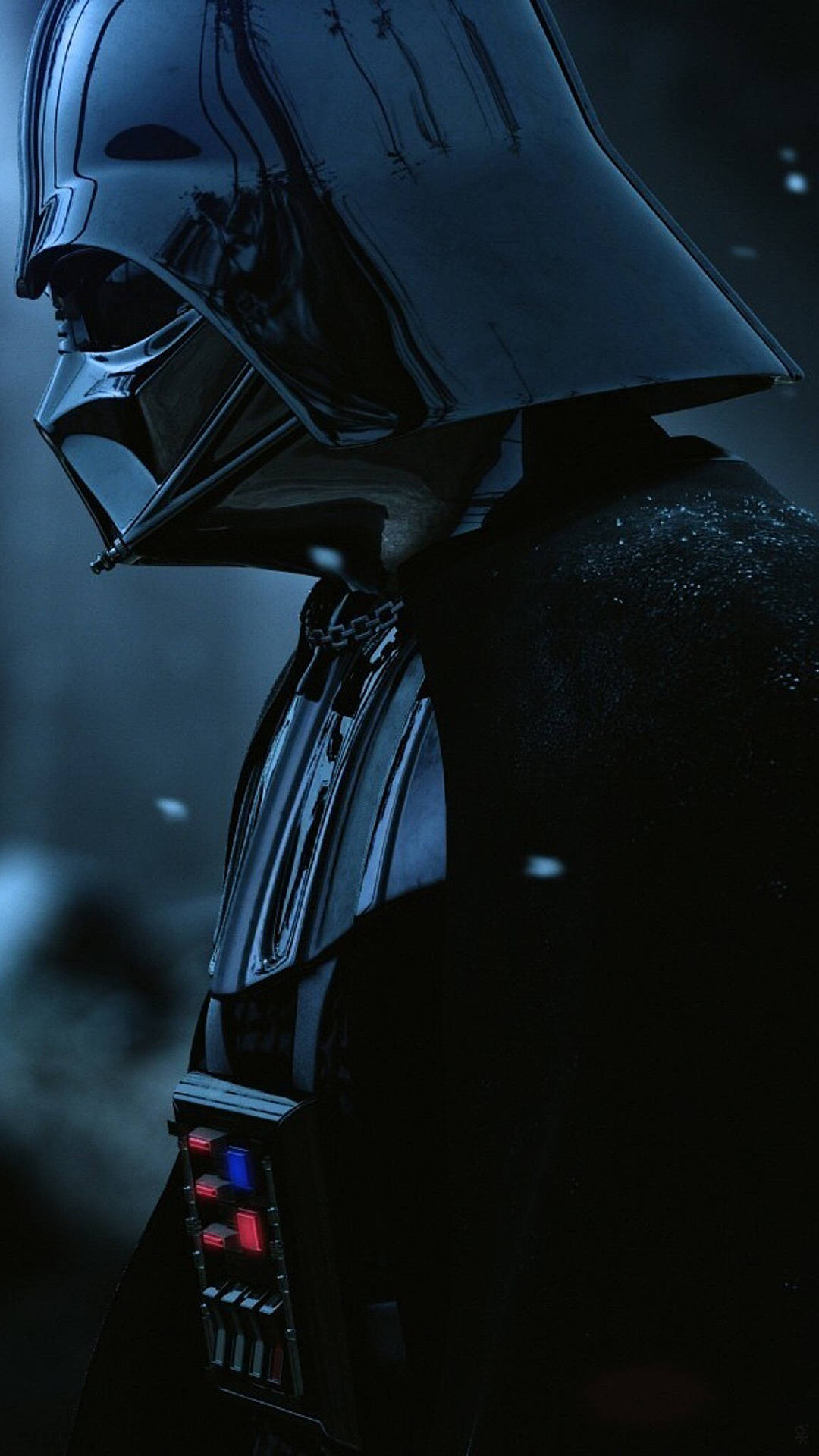 Darth Vader, dark blue lighting, snowflakes, Full HD Phone Wallpaper
