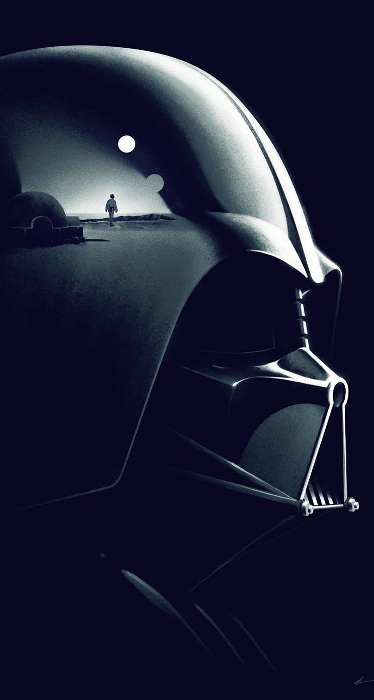 Darth Vader, helmet, twin moons, HD Phone Wallpaper
