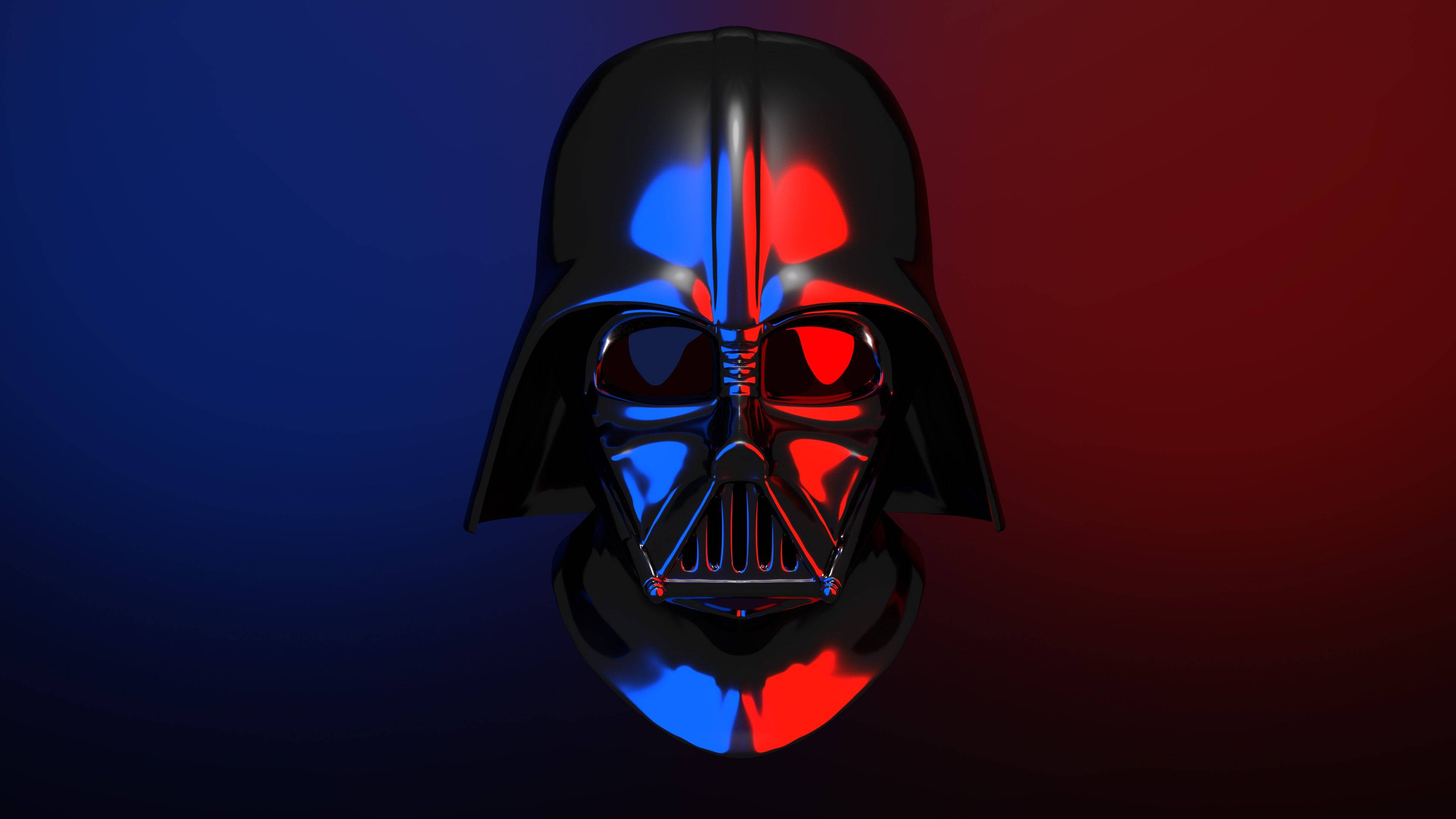 Darth Vader, helmet, red and blue light, 4K Desktop Wallpaper