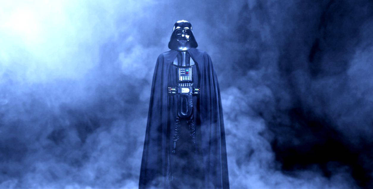 Darth Vader, blue smoke, bright light source, SD Desktop Wallpaper