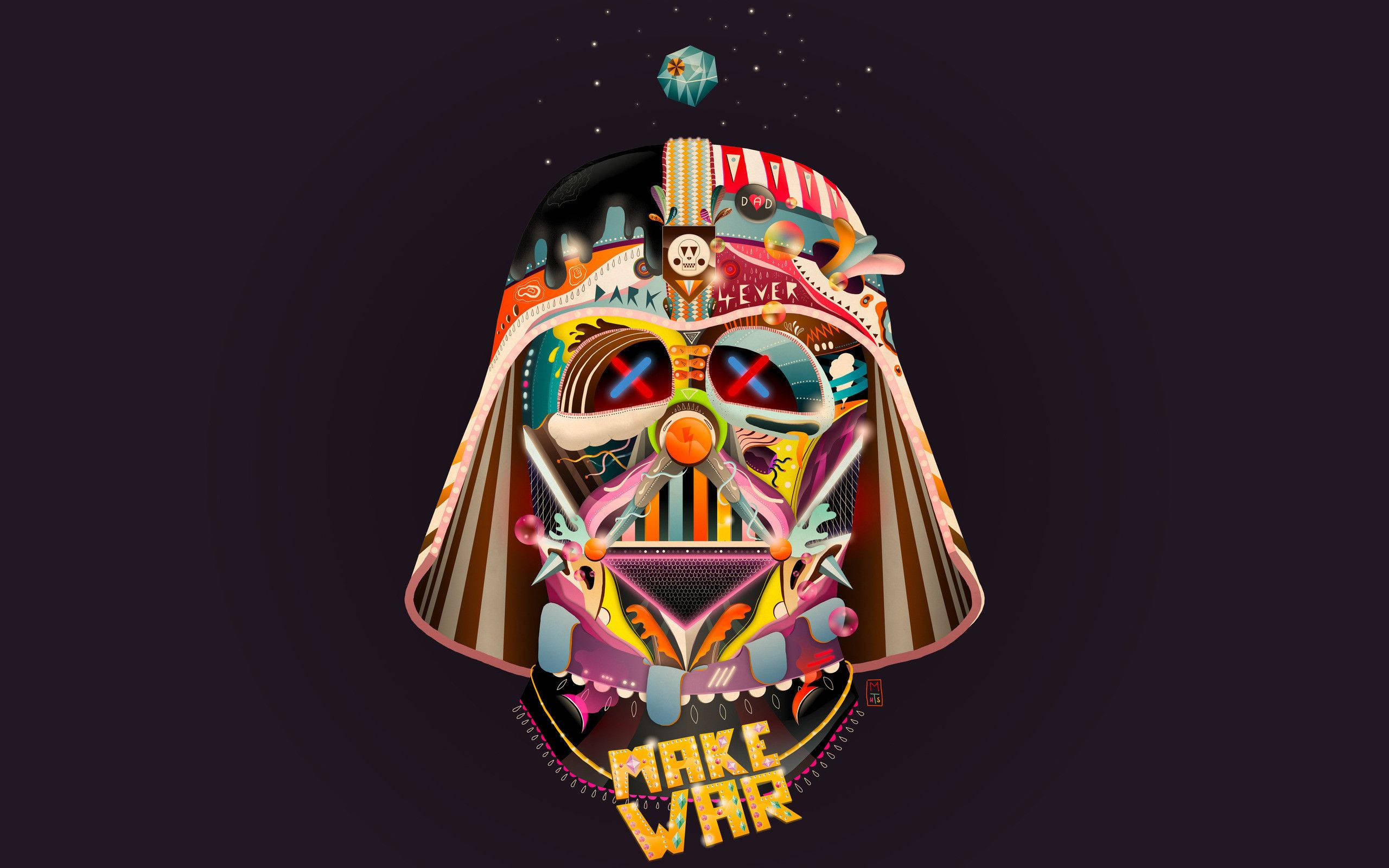 Darth Vader, helmet, colorful patterns, 2K Desktop Wallpaper