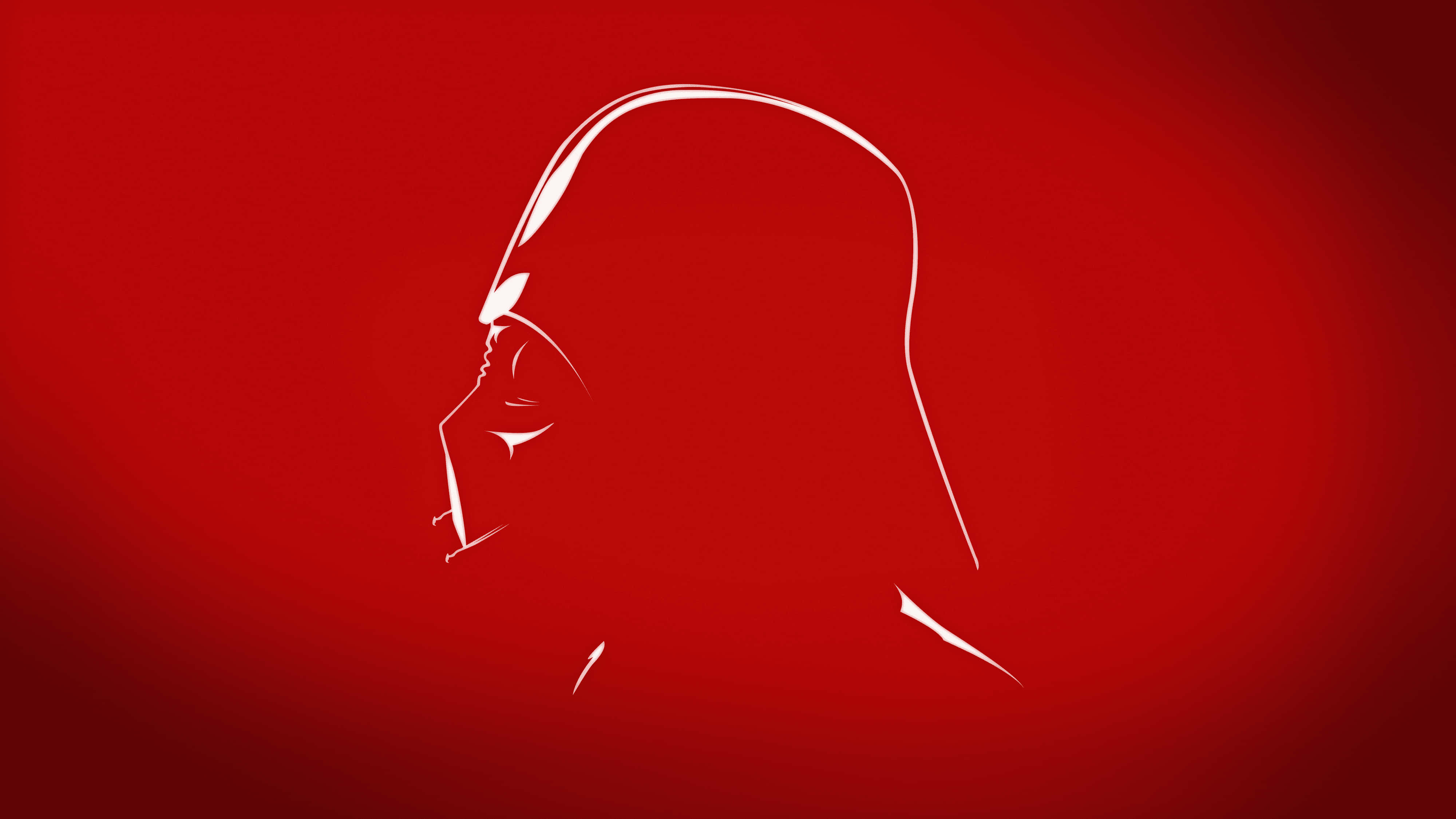 Darth Vader, white line art, silhouette, 4K Desktop Wallpaper