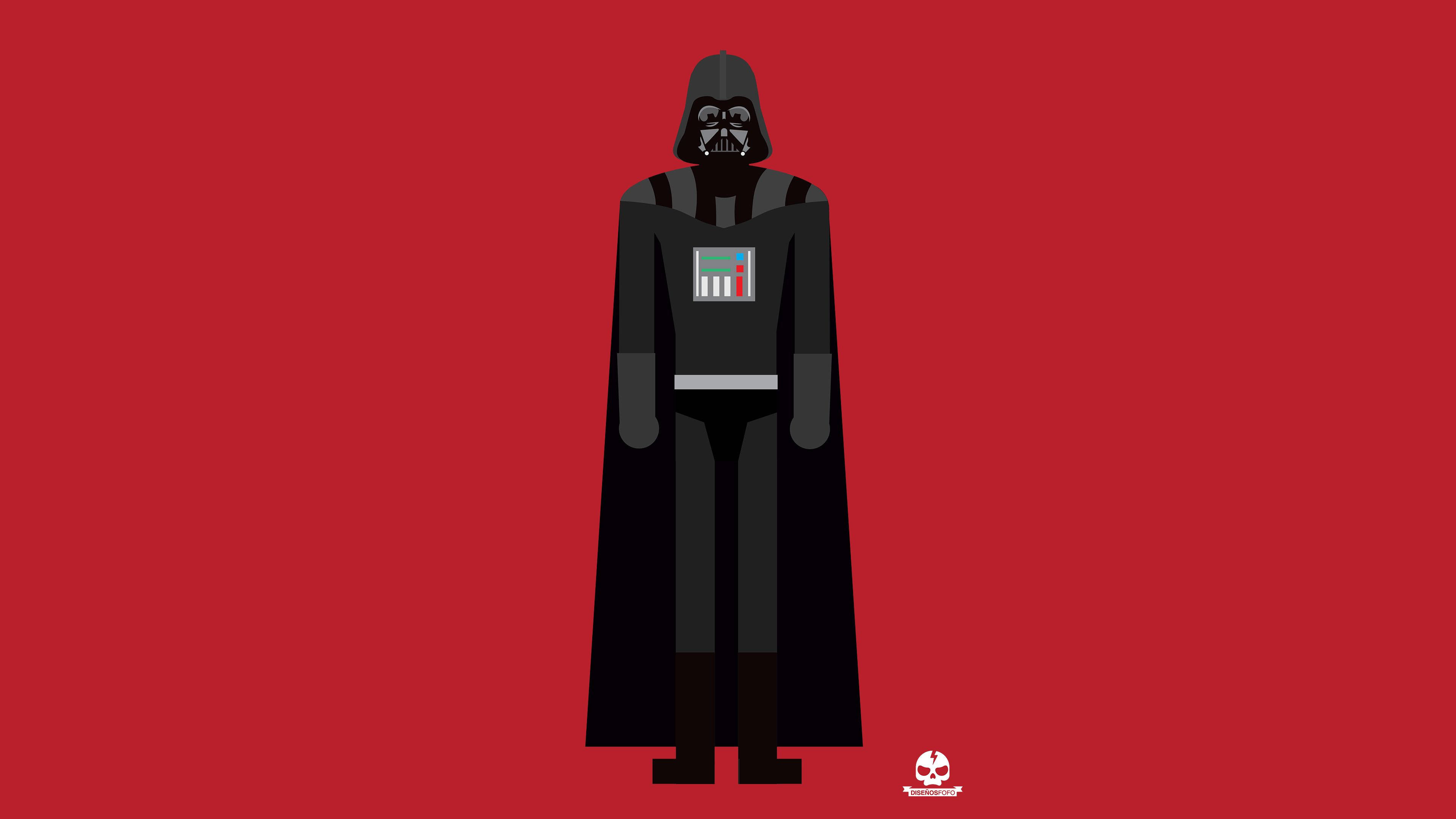 Darth Vader, red background, black silhouette, 4K Desktop Wallpaper