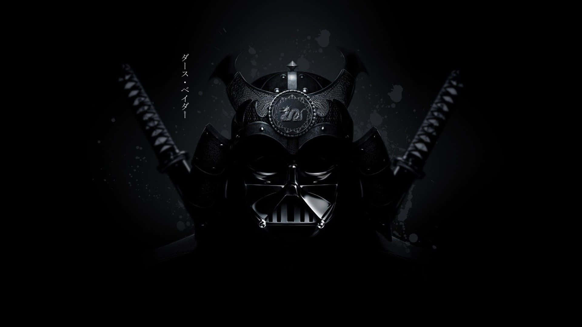 Darth Vader, samurai helmet, katana swords, Full HD Desktop Wallpaper