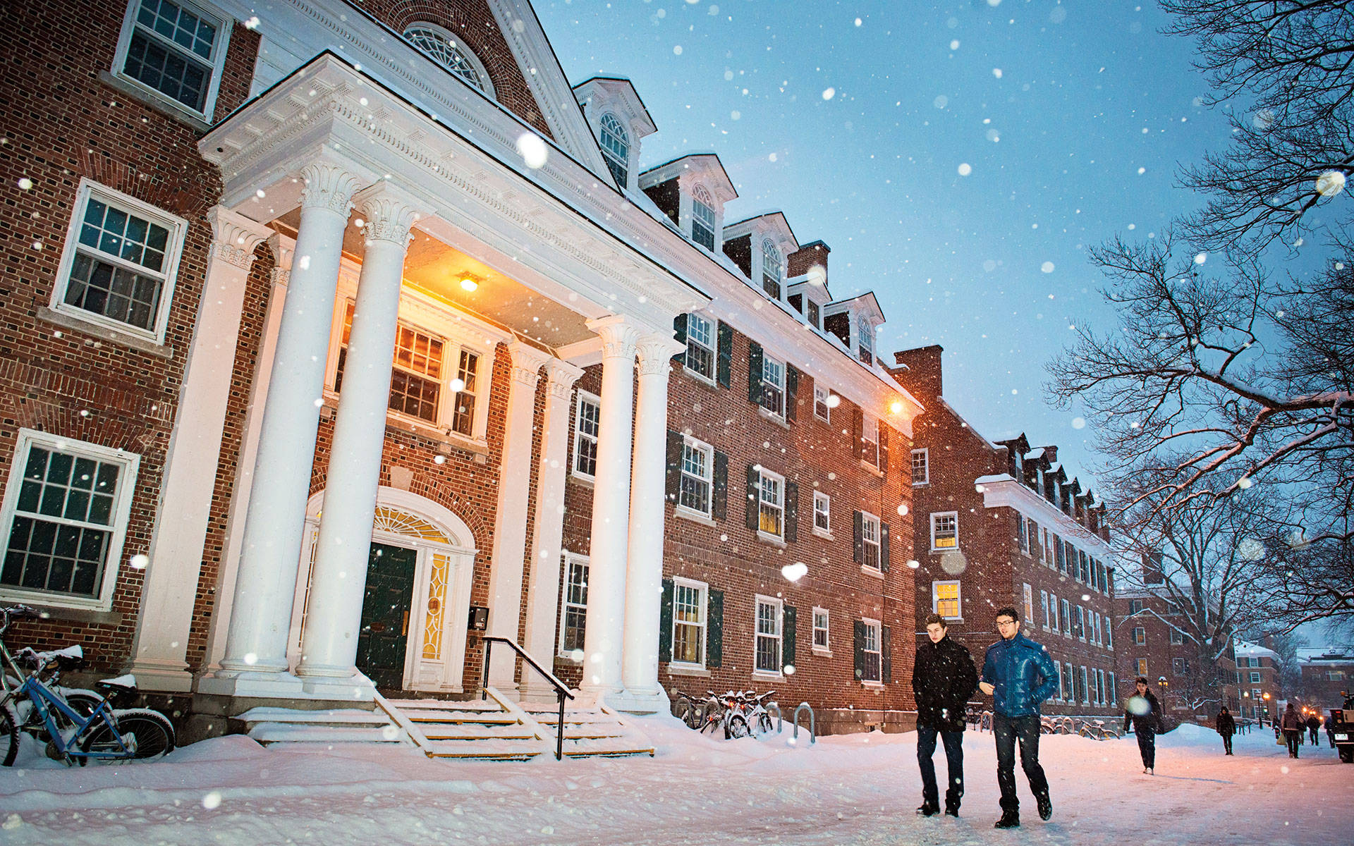Dartmouth College, brick building, glowing windows, Full HD Desktop Wallpaper