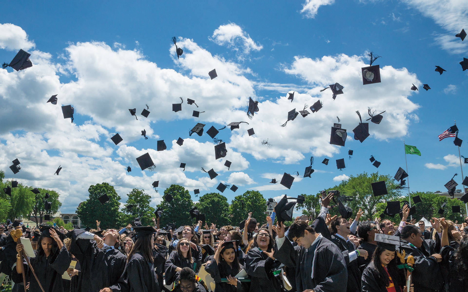 Dartmouth College, commencement ceremony, mortarboards, Full HD Desktop Wallpaper