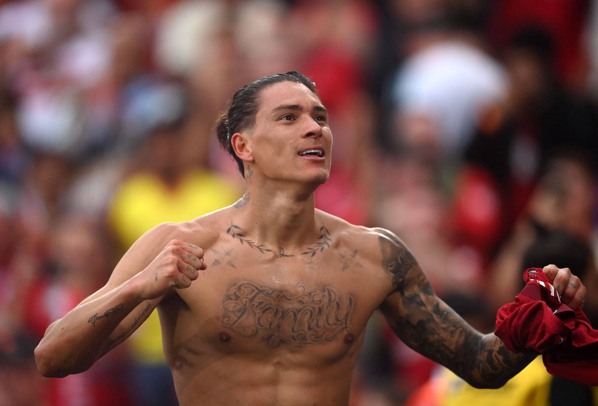 Darwin Núñez, shirtless, tattooed footballer, Full HD Desktop Wallpaper