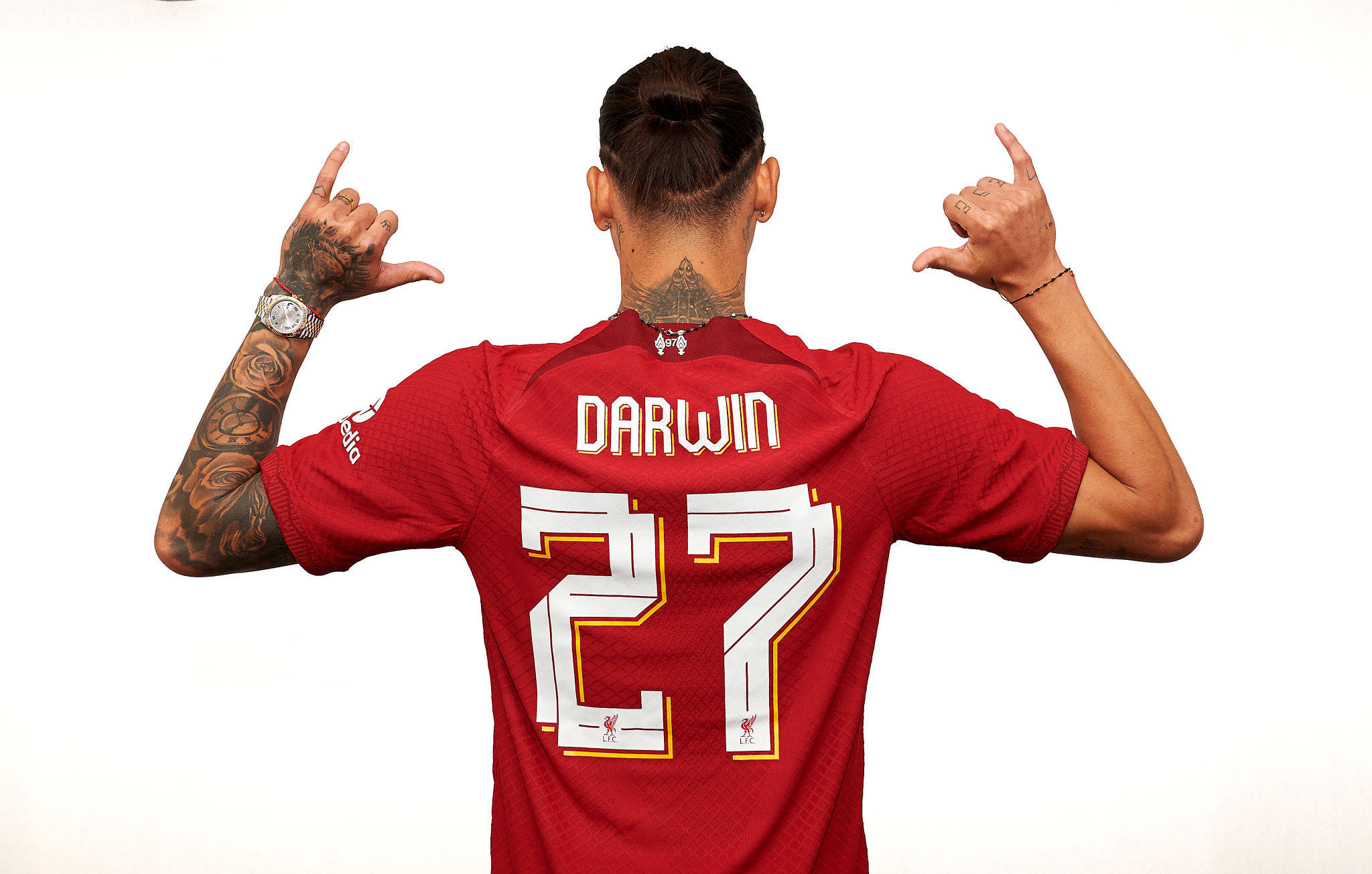 Darwin Núñez, red jersey, number 27, Full HD Desktop Wallpaper