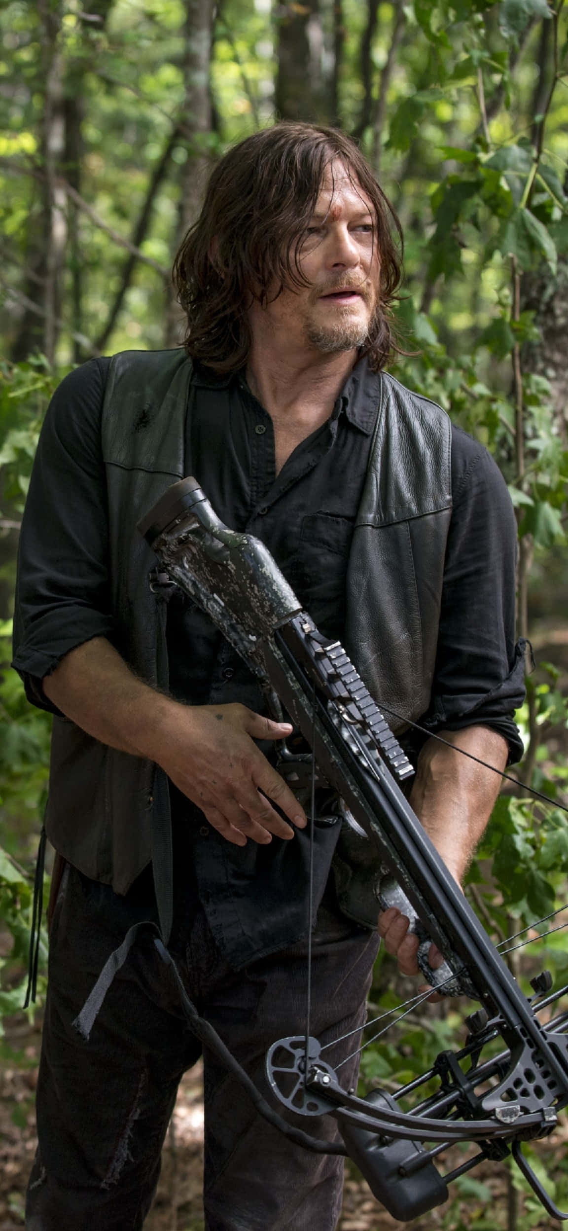 Daryl Dixon, crossbow, woods, Full HD Phone Wallpaper
