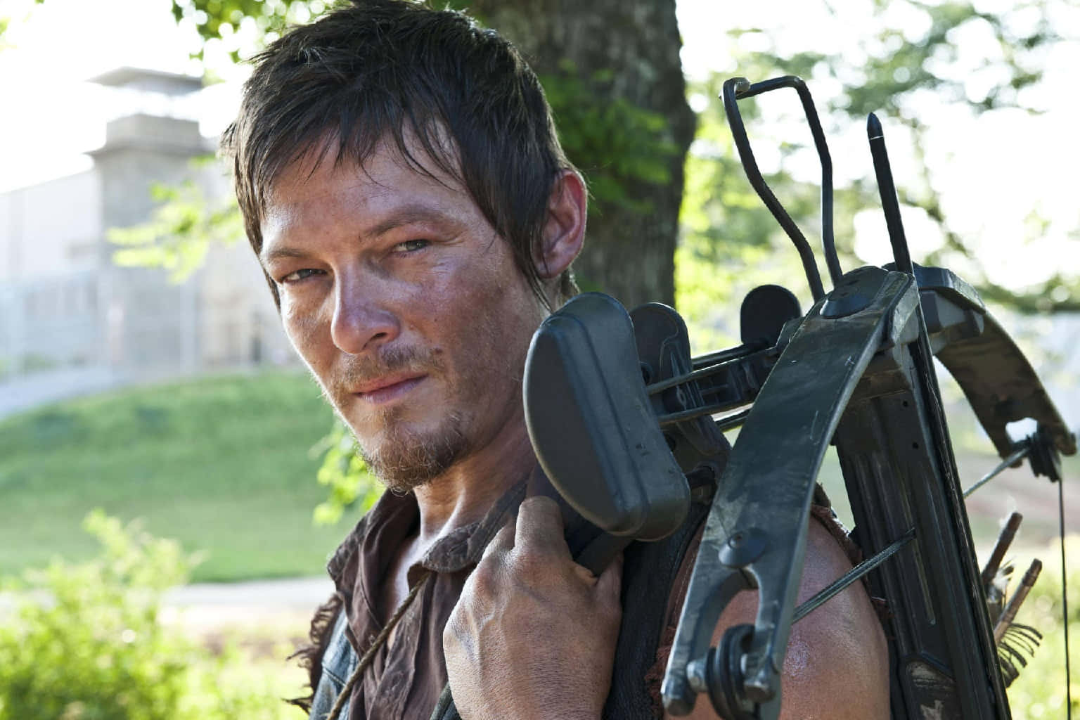 Daryl Dixon, crossbow, outdoors, HD Desktop Wallpaper