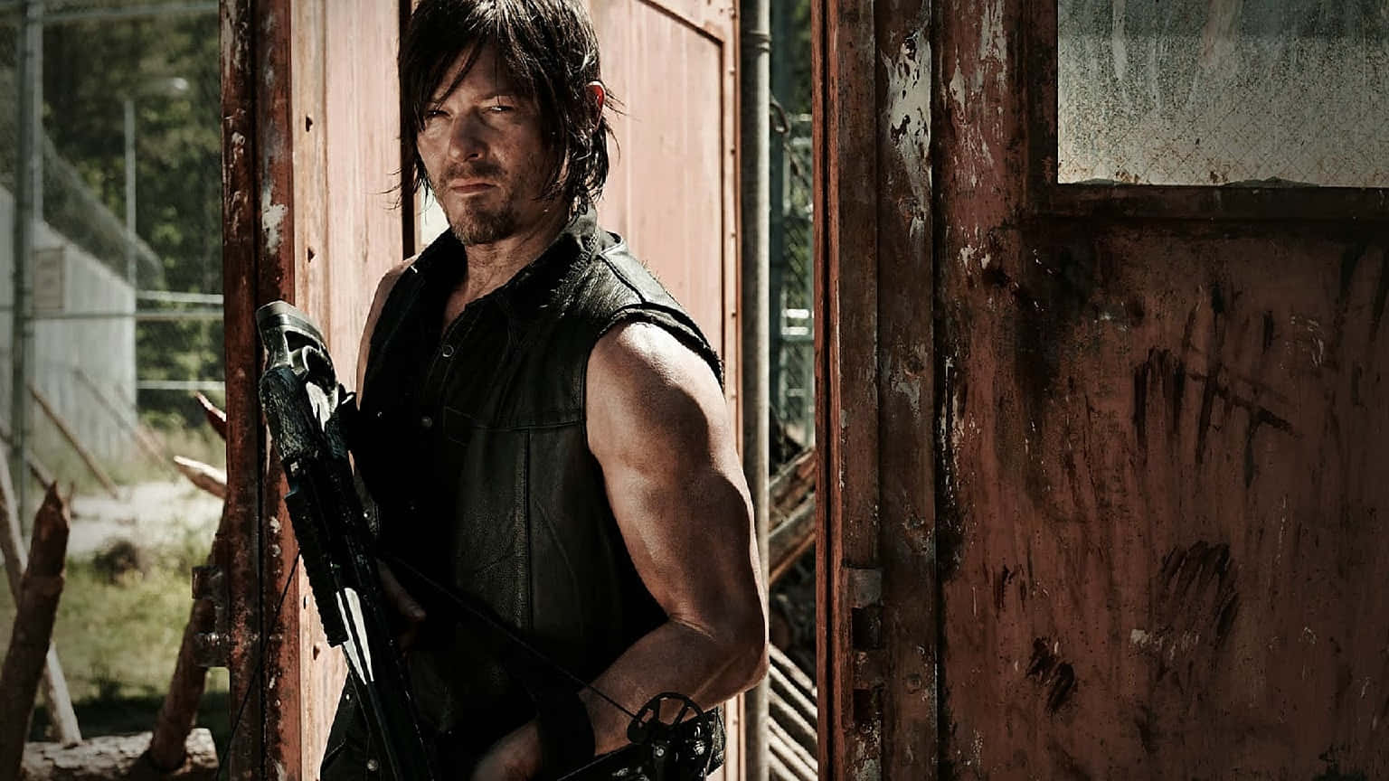 Daryl Dixon, bow, rusted doorway, HD Desktop Wallpaper