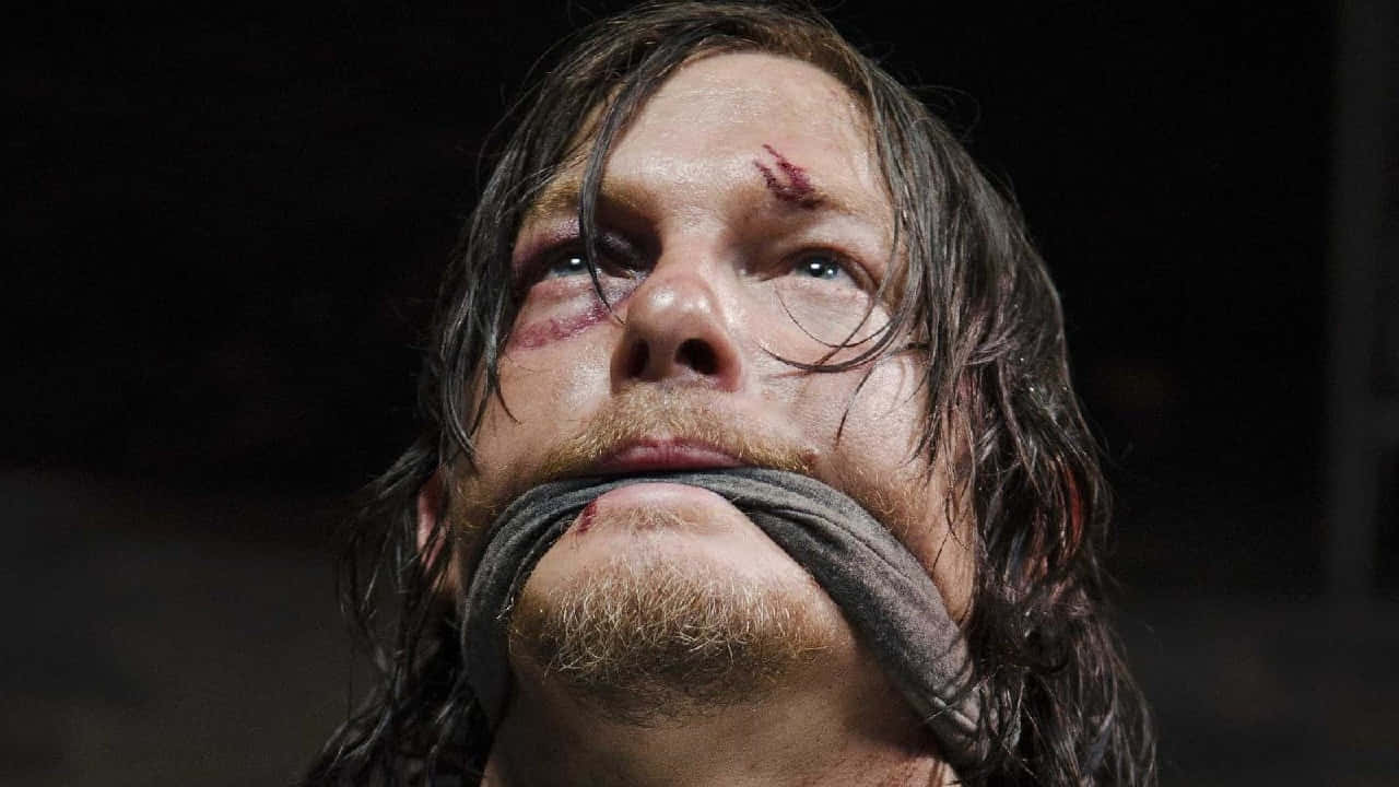 Daryl Dixon, bloodied face, mouth gagged, HD Desktop Wallpaper