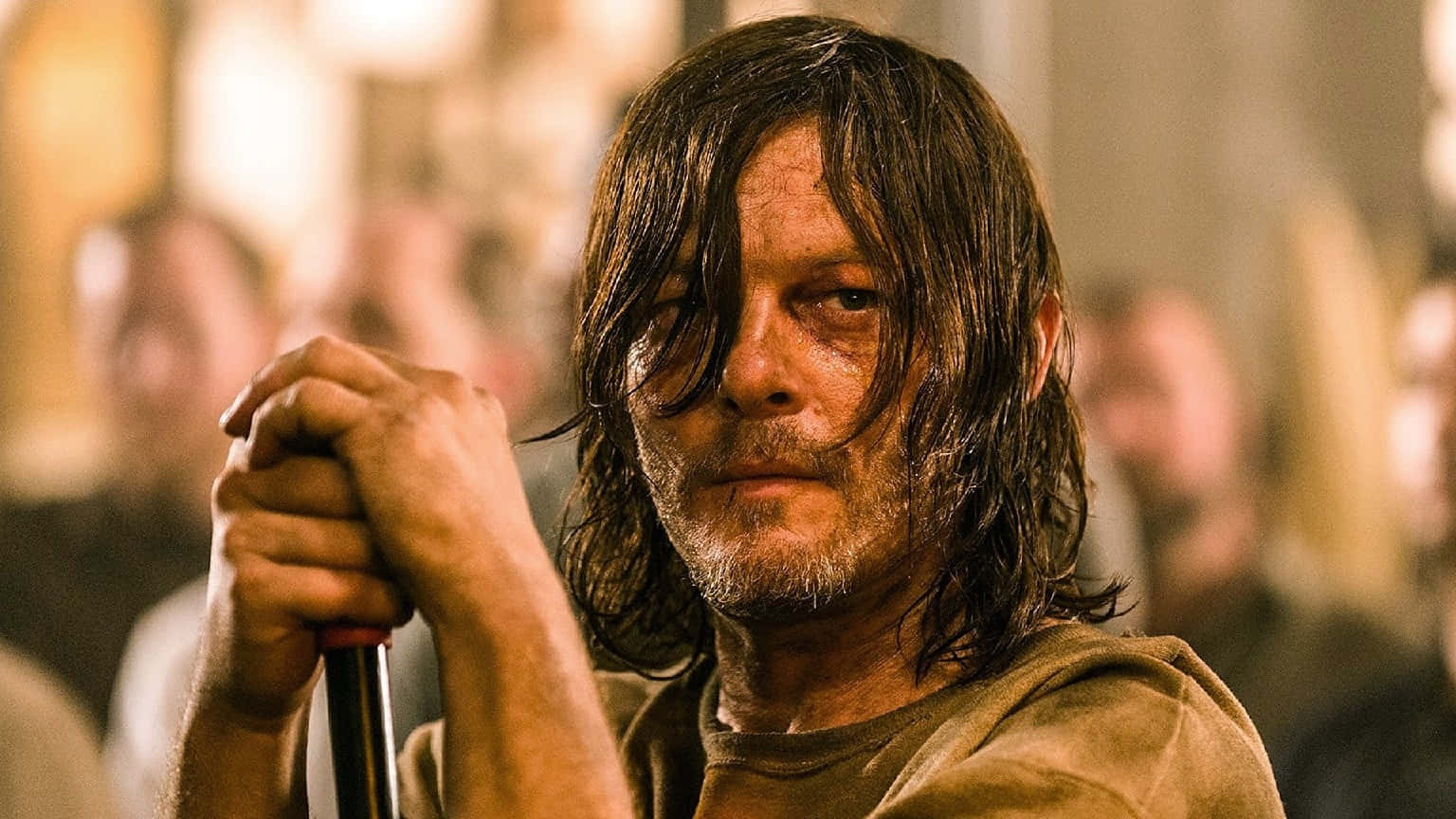 Daryl Dixon, cane, dimly lit room, HD Desktop Wallpaper