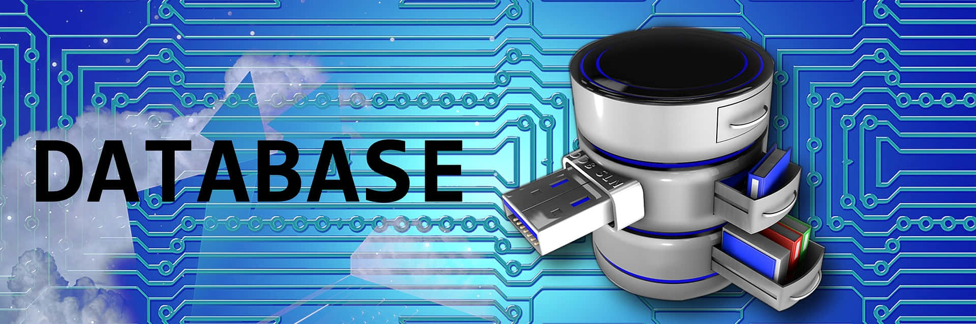 Backup, futuristic database icon, USB drives, Full HD Desktop Wallpaper