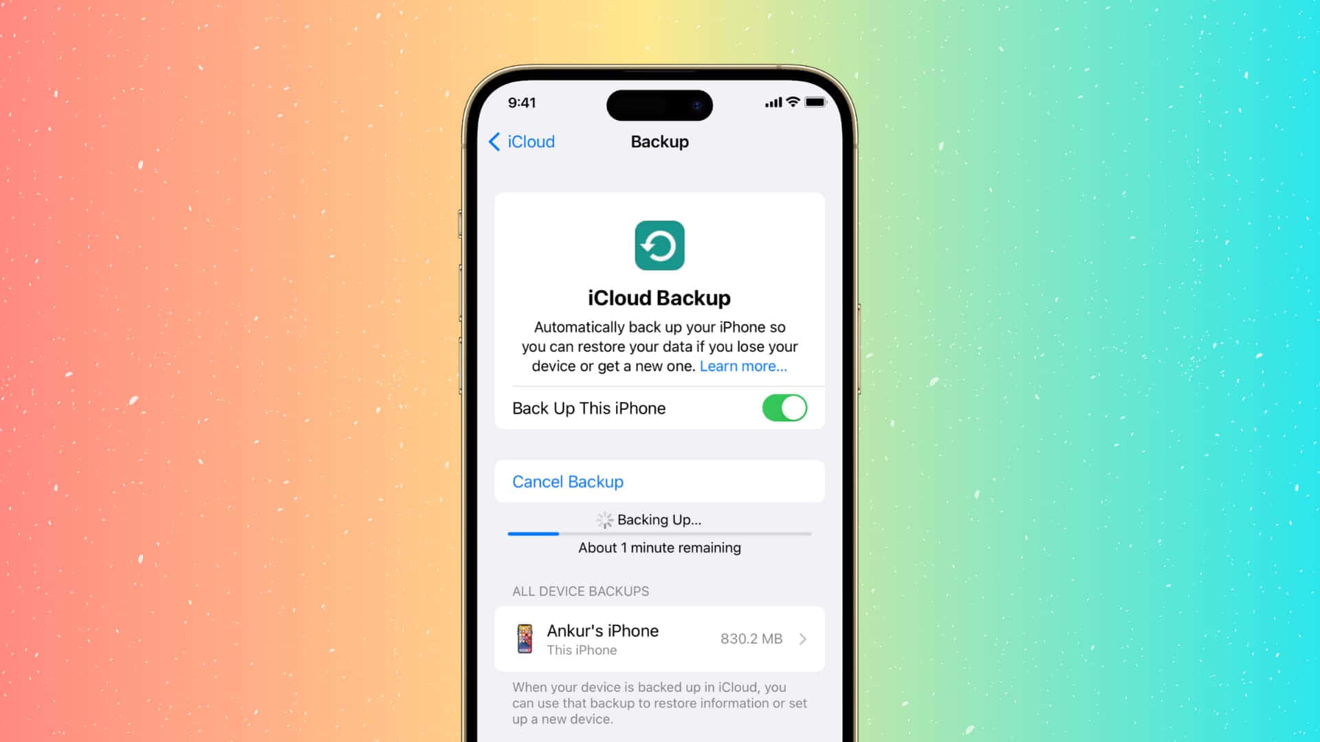 iPhone, iCloud backup, vibrant gradient background, Full HD Desktop Wallpaper