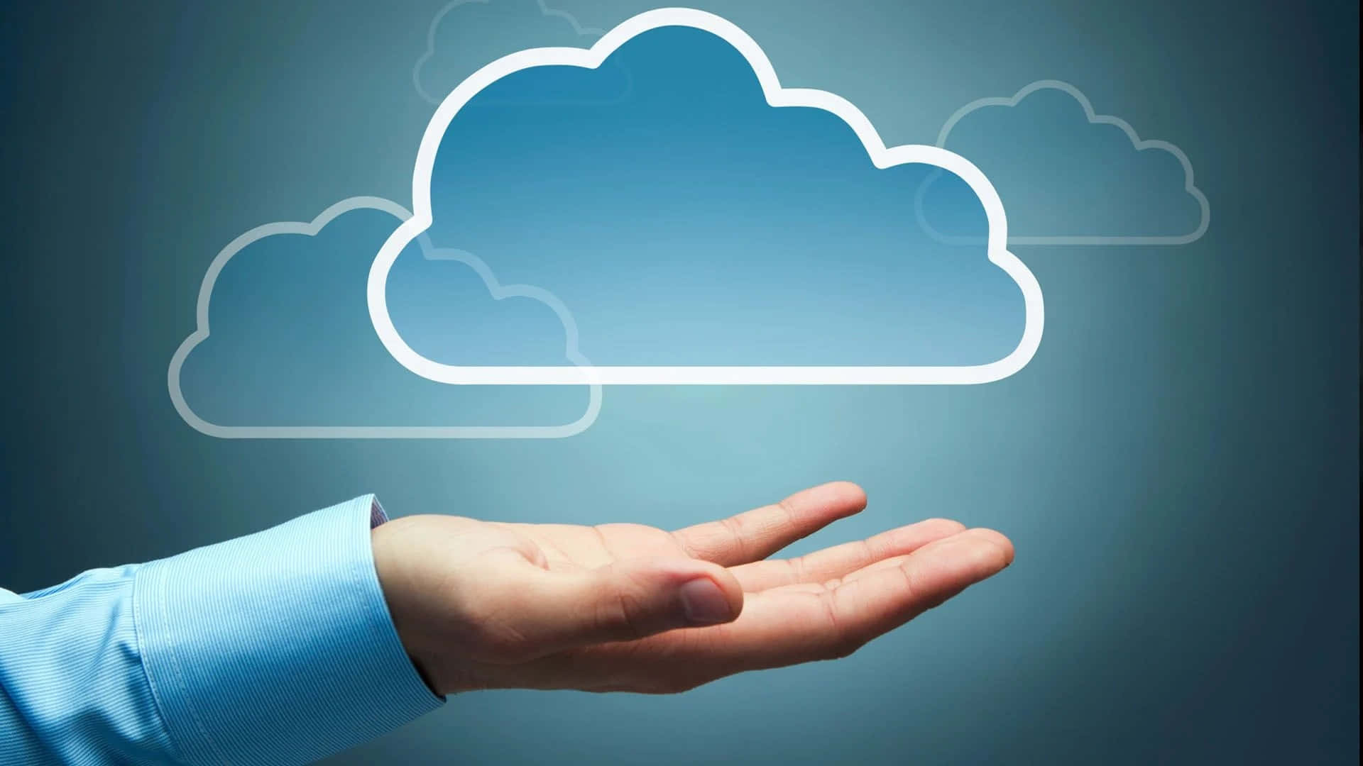 data backup, 1920 x 1080, glowing white outlined cloud, Full HD Desktop Wallpaper